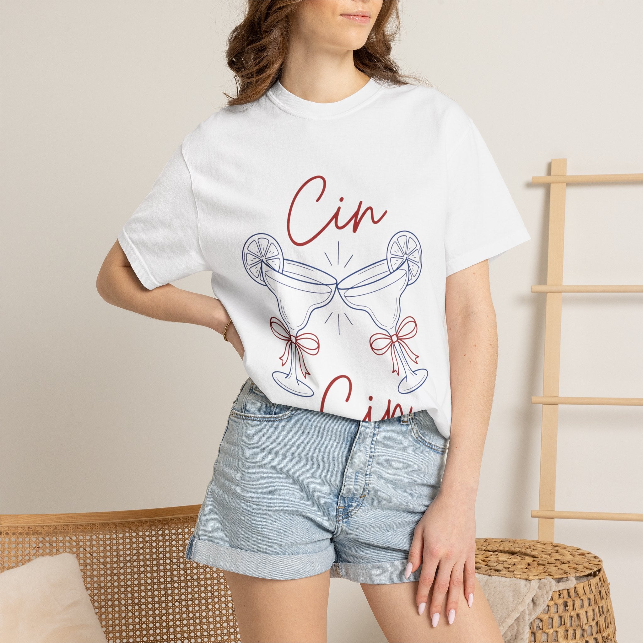 Cin Cin Cheers T-Shirt — Minimal Champagne Toast Graphic Tee
