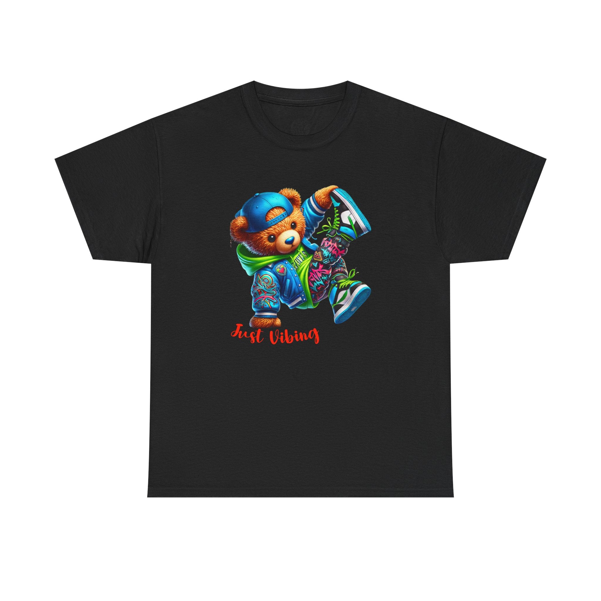 Vibrant Bear Graphic Tee, Unisex Heavy Cotton T-Shirt, Streetwear, Hip Hop Style, Gift for Teens, Trendy Graphic Shirt