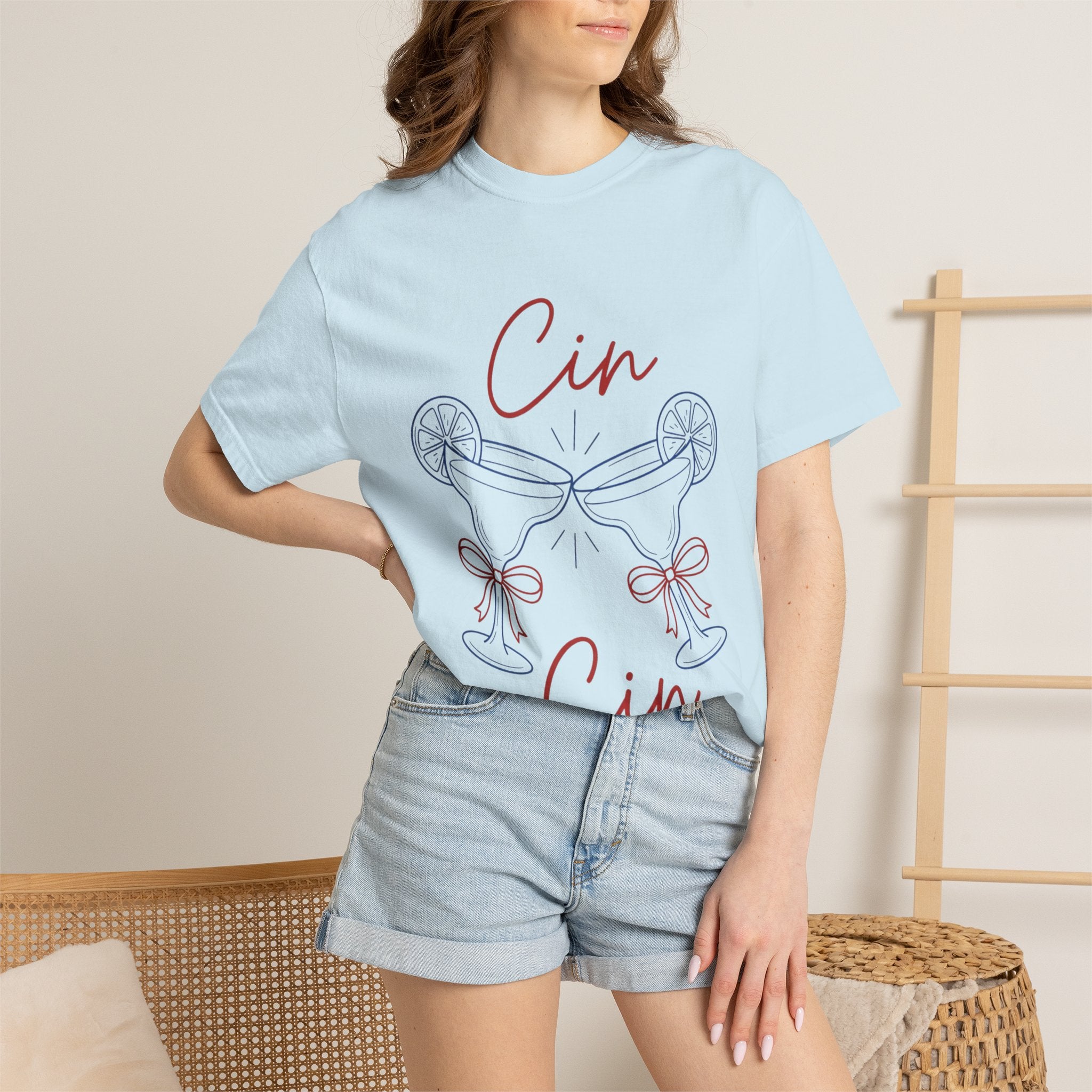 Cin Cin Cheers T-Shirt — Minimal Champagne Toast Graphic Tee