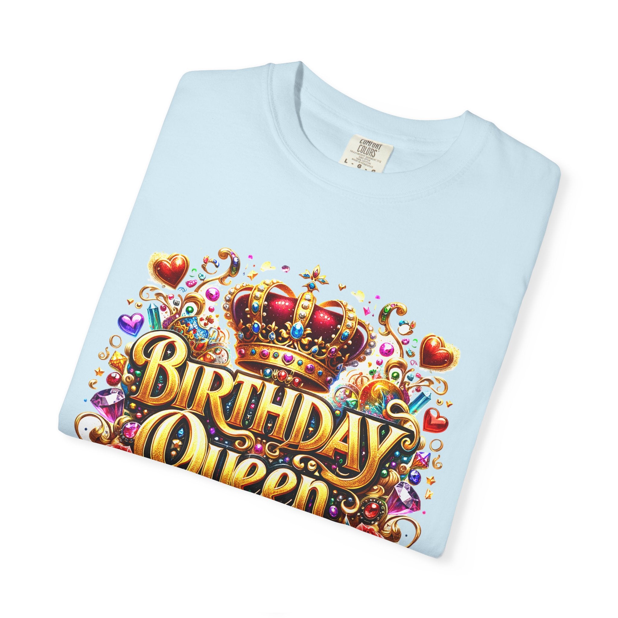 Birthday Queen T-Shirt | Crown, Roses, Colorful Confetti