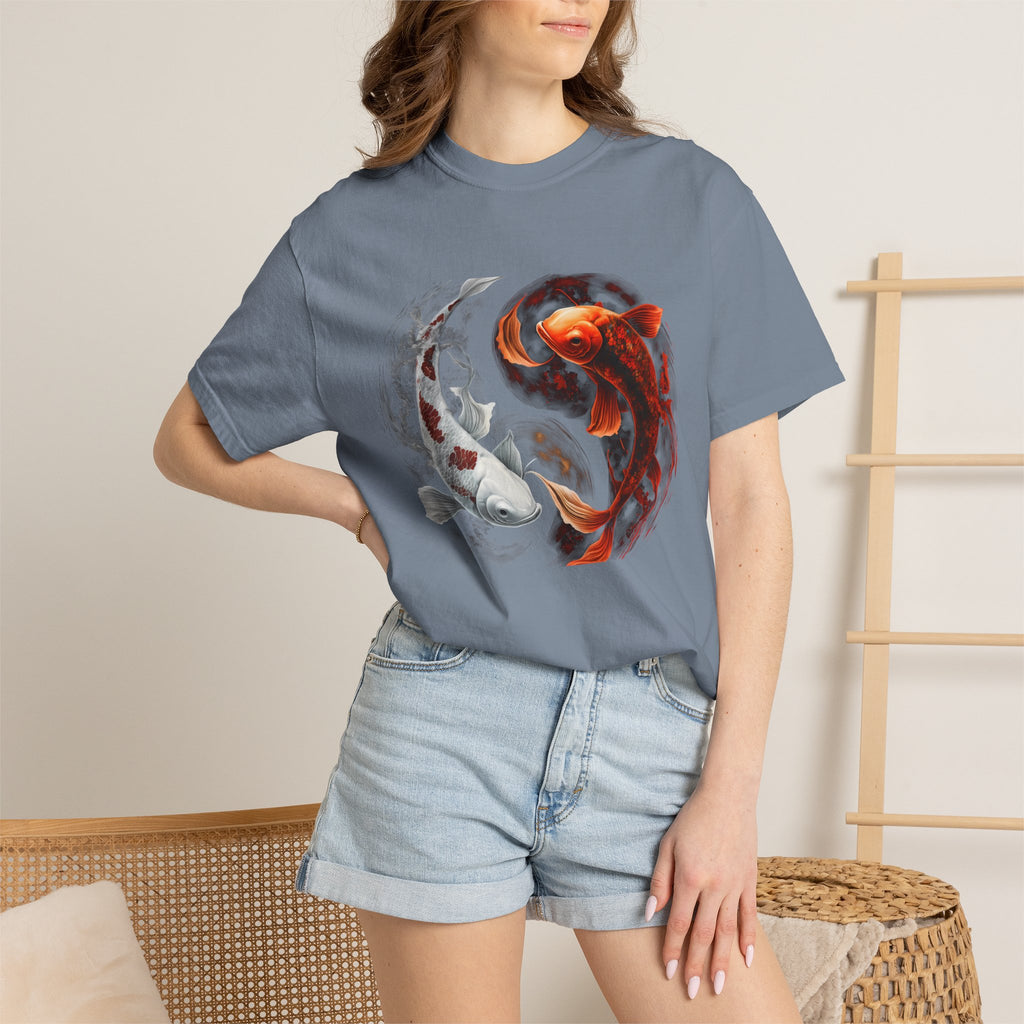 Koi Yin Yang T-Shirt — Red & White Koi Fish Graphic Tee