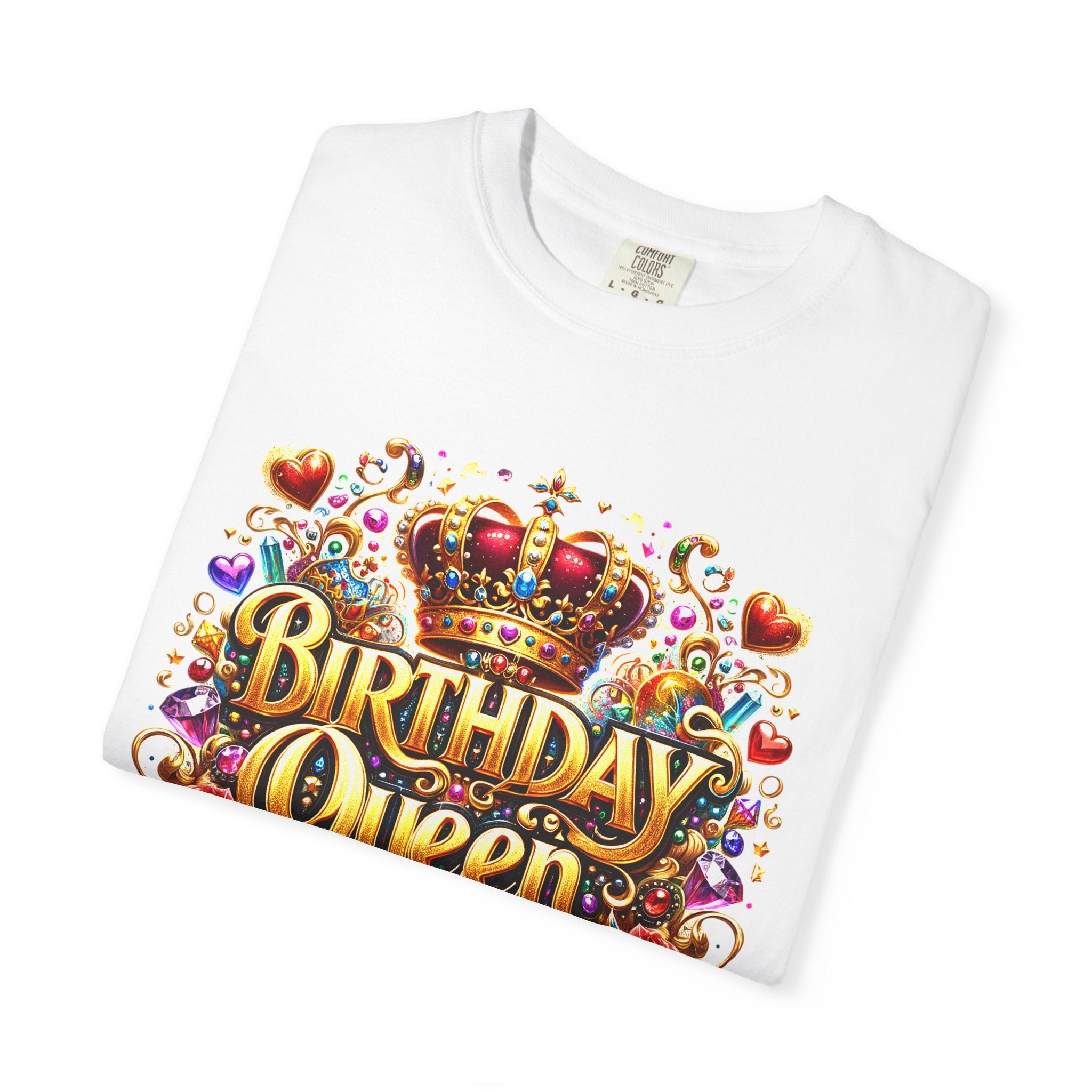 Birthday Queen T-Shirt | Crown, Roses, Colorful Confetti