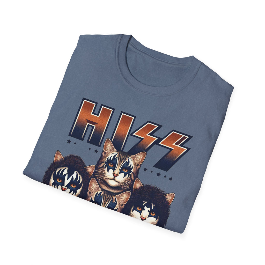 HISS Unisex Softstyle T-Shirt  Cat Faces Inspired by KISS Band Rock Tee, Alternative Rocker Clothing, Cute Kitty Graphic Tee