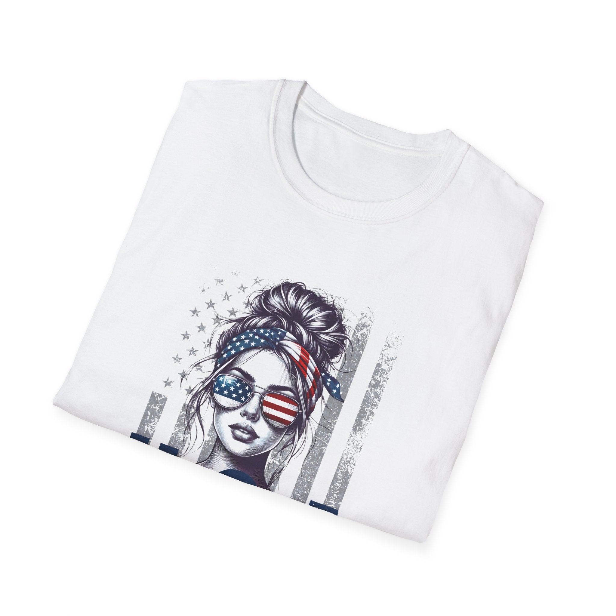 Patriotic Tee, America Shirt, July 4th Clothing, Red White Blue Top, All Gender Softstyle T-Shirt