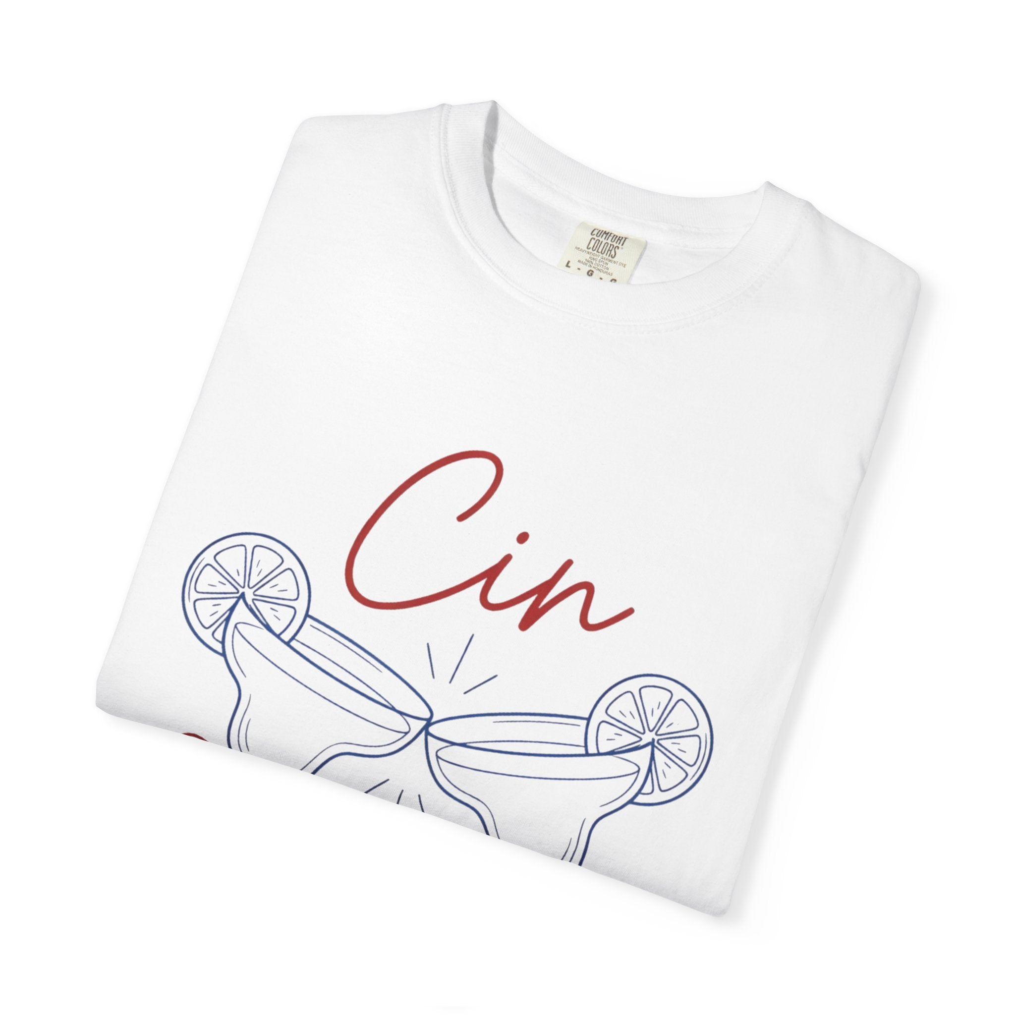 Cin Cin Cheers T-Shirt — Minimal Champagne Toast Graphic Tee