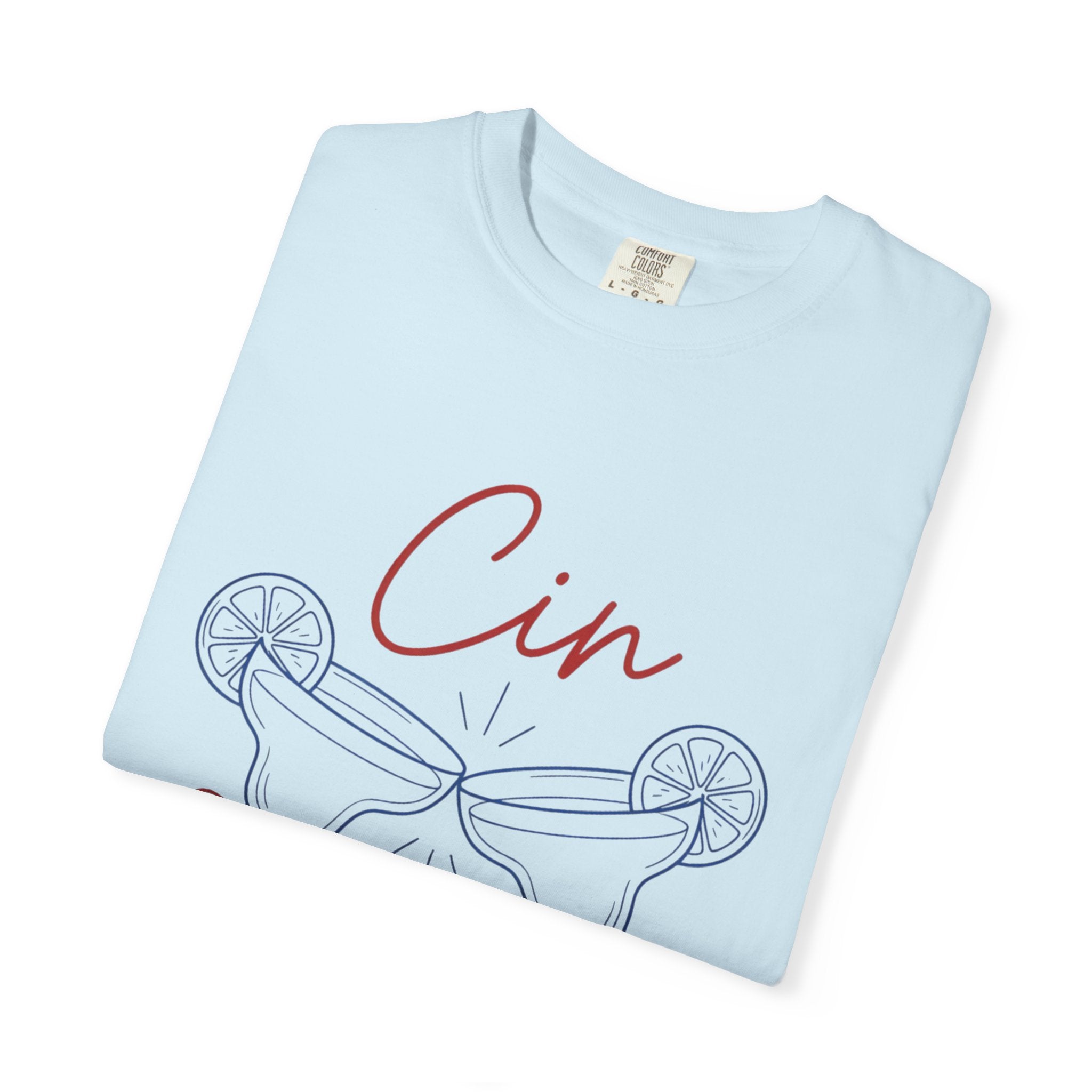 Cin Cin Cheers T-Shirt — Minimal Champagne Toast Graphic Tee