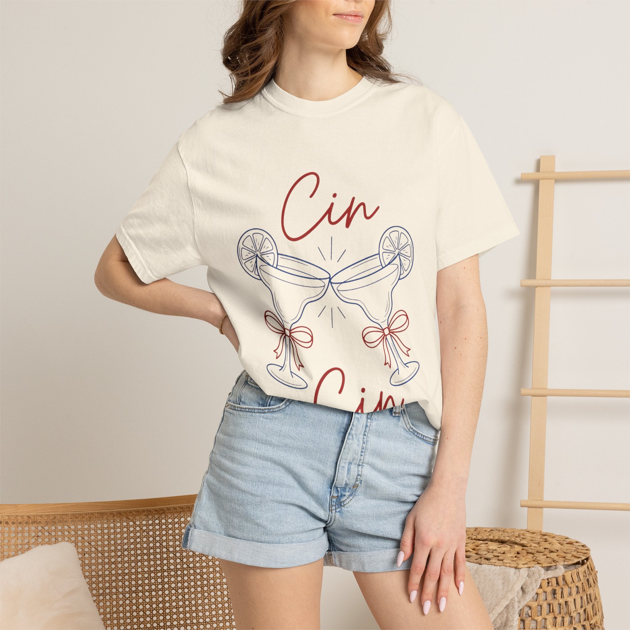 Cin Cin Cheers T-Shirt — Minimal Champagne Toast Graphic Tee