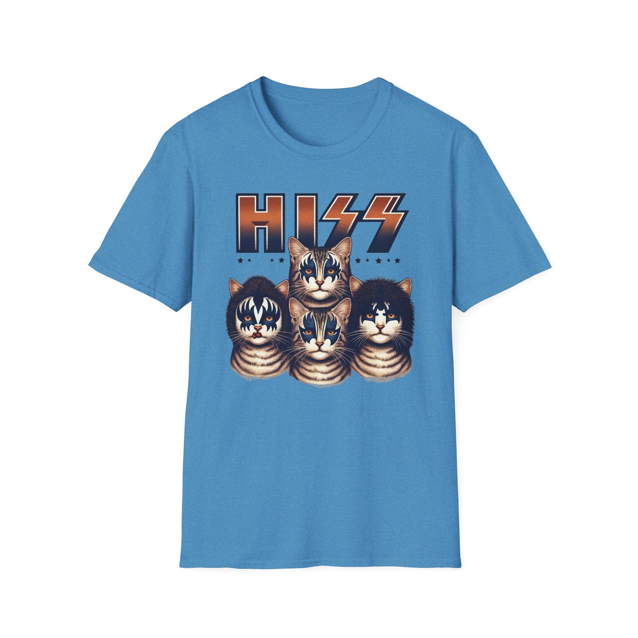 HISS Unisex Softstyle T-Shirt  Cat Faces Inspired by KISS Band Rock Tee, Alternative Rocker Clothing, Cute Kitty Graphic Tee