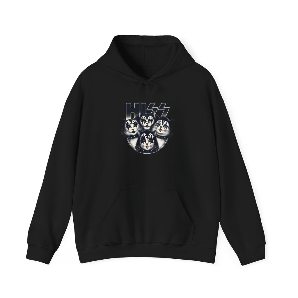 Cat Faces Kiss Music Band Hoodie Sweatshirt - Unisex Pullover, Cat Mom/Dad Gift, Rocker Pet Owner, Graphic Jacket, Cat Lover Apparel, Feline