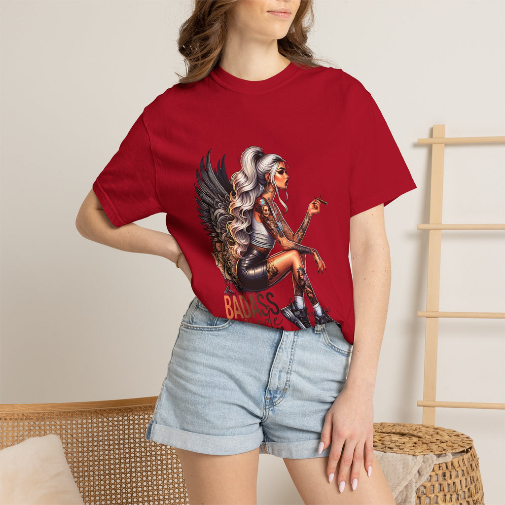 Badass Girl Garment-Dyed T-shirt, Rebel Chick Tee, Edgy Feminist Top, Cool Girl Tshirt, Unisex Graphic Shirt, Unique Streetwear Style