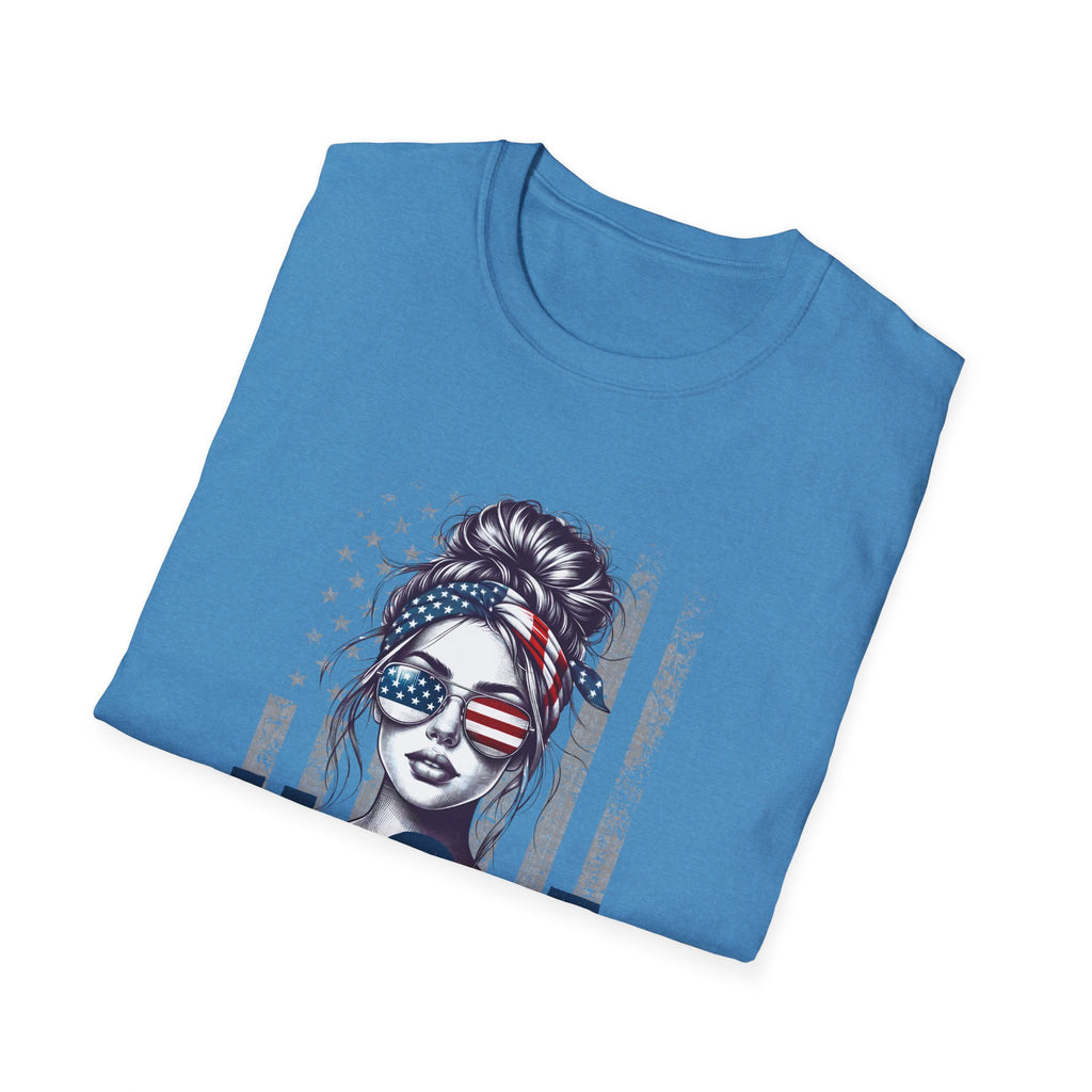 Patriotic Tee, America Shirt, July 4th Clothing, Red White Blue Top, All Gender Softstyle T-Shirt