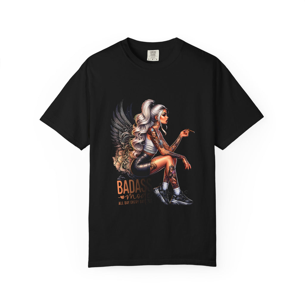Badass Girl Garment-Dyed T-shirt, Rebel Chick Tee, Edgy Feminist Top, Cool Girl Tshirt, Unisex Graphic Shirt, Unique Streetwear Style