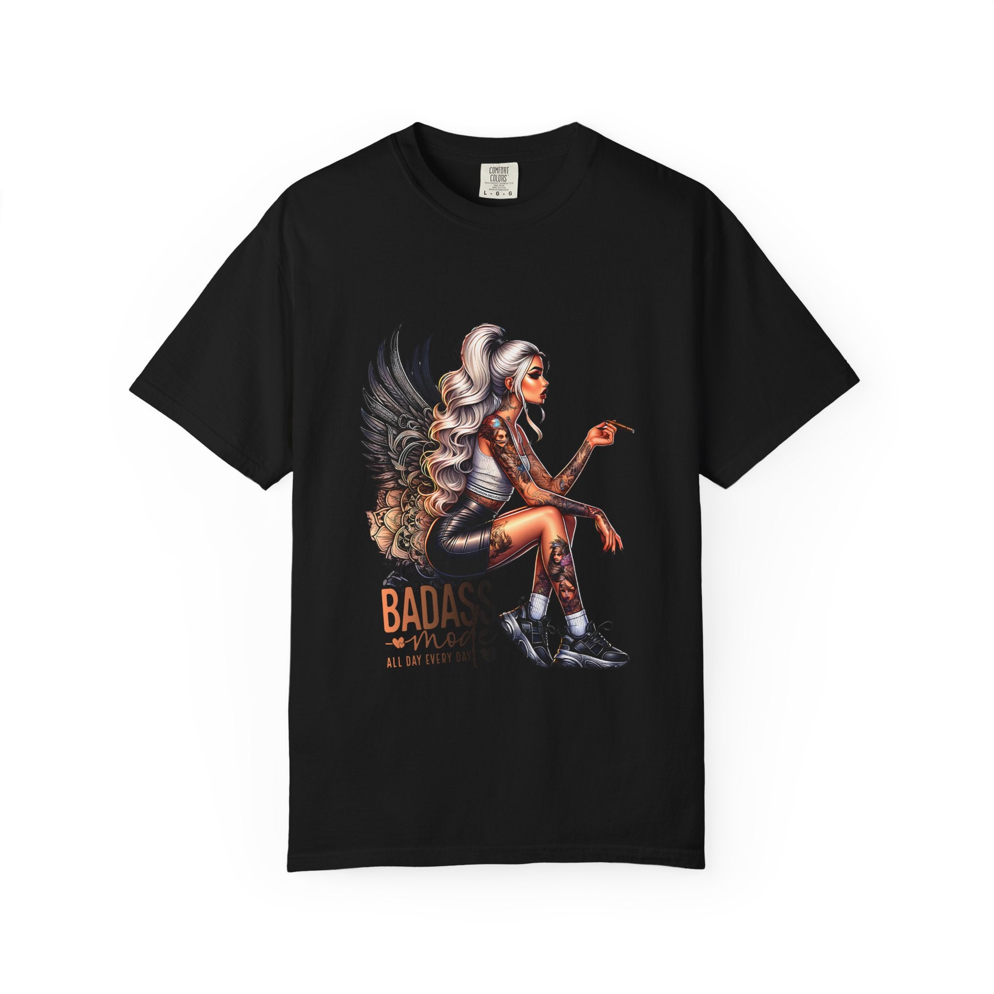 Badass Girl Garment-Dyed T-shirt, Rebel Chick Tee, Edgy Feminist Top, Cool Girl Tshirt, Unisex Graphic Shirt, Unique Streetwear Style