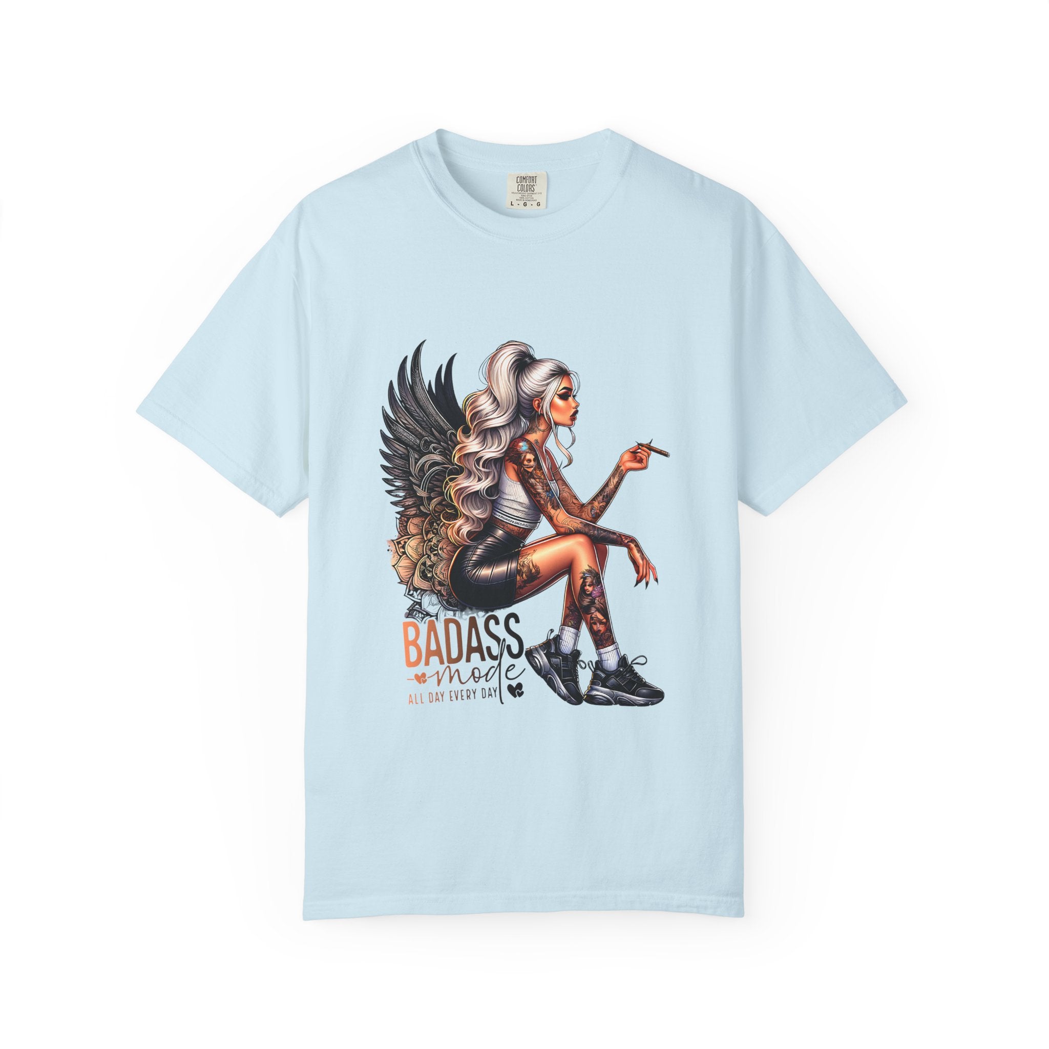 Badass Girl Garment-Dyed T-shirt, Rebel Chick Tee, Edgy Feminist Top, Cool Girl Tshirt, Unisex Graphic Shirt, Unique Streetwear Style