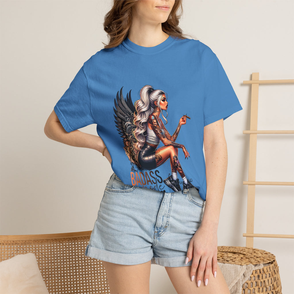 Badass Girl Garment-Dyed T-shirt, Rebel Chick Tee, Edgy Feminist Top, Cool Girl Tshirt, Unisex Graphic Shirt, Unique Streetwear Style
