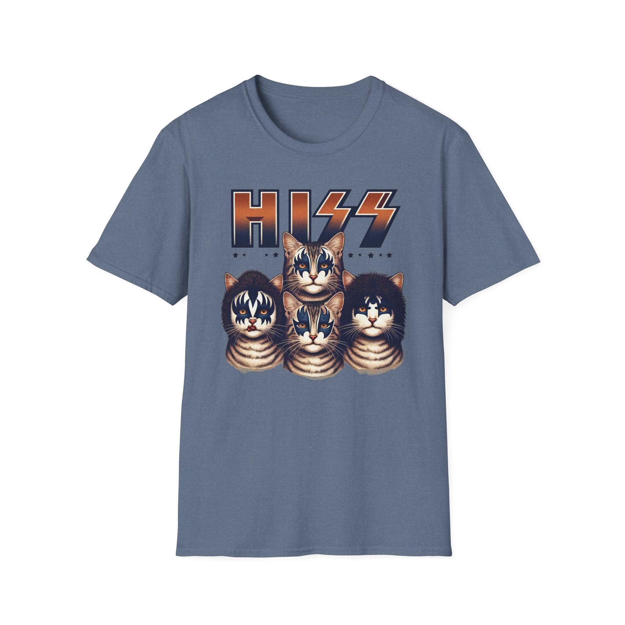 HISS Unisex Softstyle T-Shirt  Cat Faces Inspired by KISS Band Rock Tee, Alternative Rocker Clothing, Cute Kitty Graphic Tee
