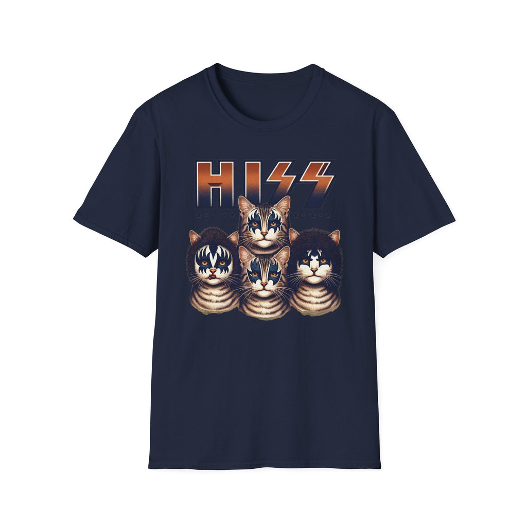 HISS Unisex Softstyle T-Shirt  Cat Faces Inspired by KISS Band Rock Tee, Alternative Rocker Clothing, Cute Kitty Graphic Tee