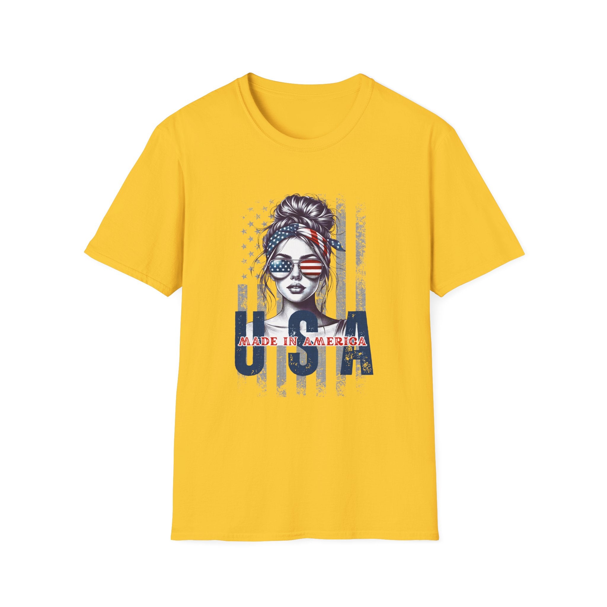 Patriotic Tee, America Shirt, July 4th Clothing, Red White Blue Top, All Gender Softstyle T-Shirt