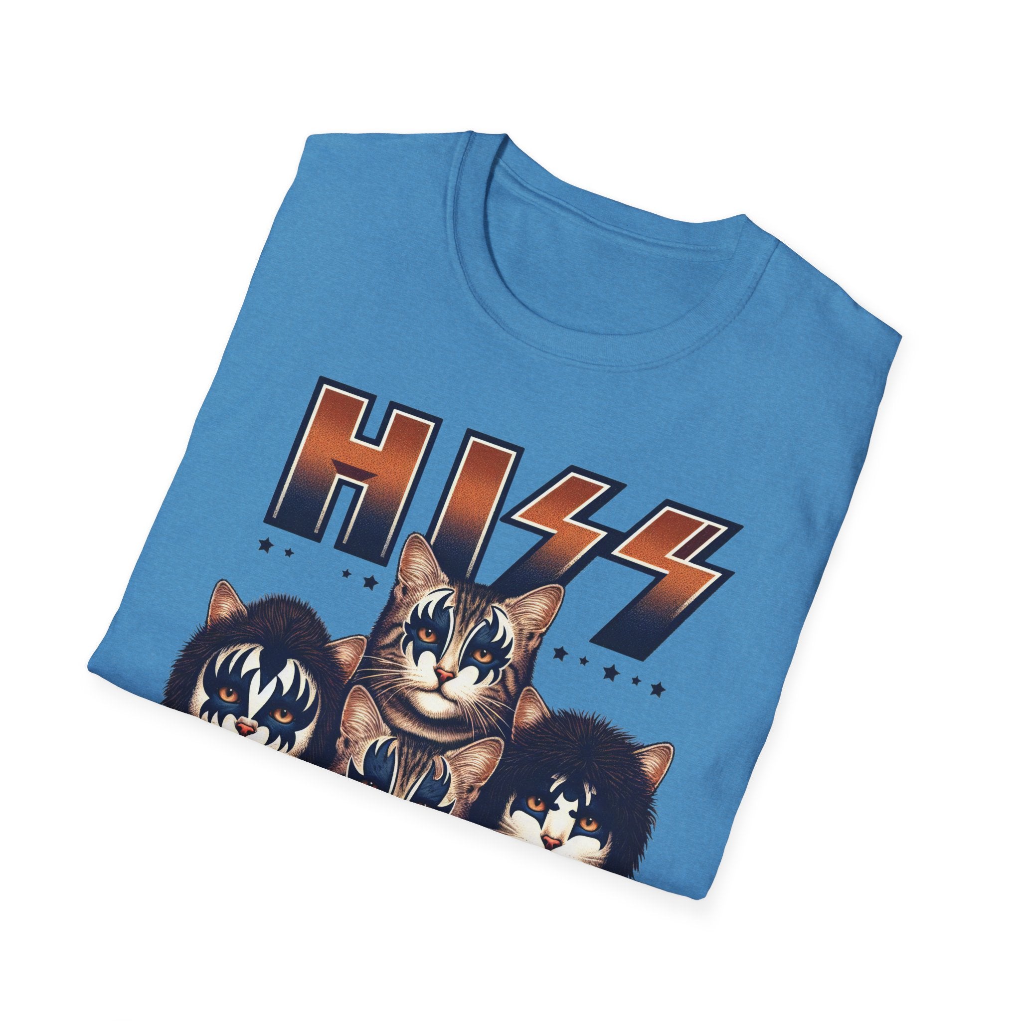 HISS Unisex Softstyle T-Shirt  Cat Faces Inspired by KISS Band Rock Tee, Alternative Rocker Clothing, Cute Kitty Graphic Tee
