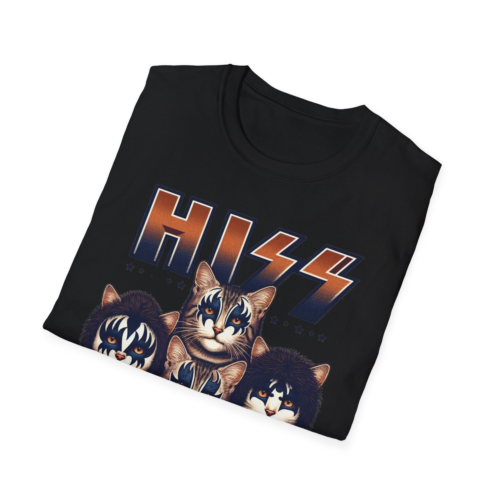 HISS Unisex Softstyle T-Shirt  Cat Faces Inspired by KISS Band Rock Tee, Alternative Rocker Clothing, Cute Kitty Graphic Tee