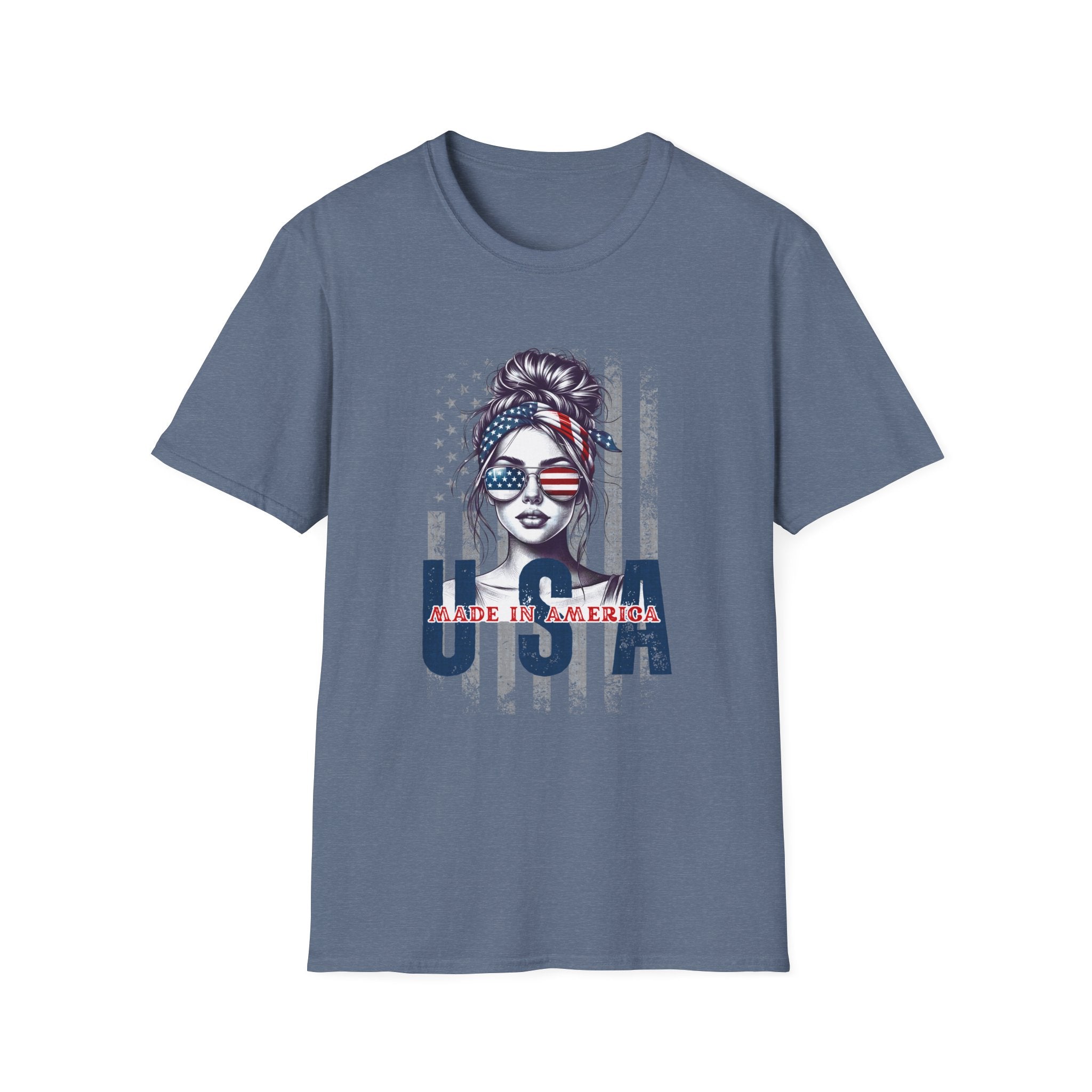 Patriotic Tee, America Shirt, July 4th Clothing, Red White Blue Top, All Gender Softstyle T-Shirt