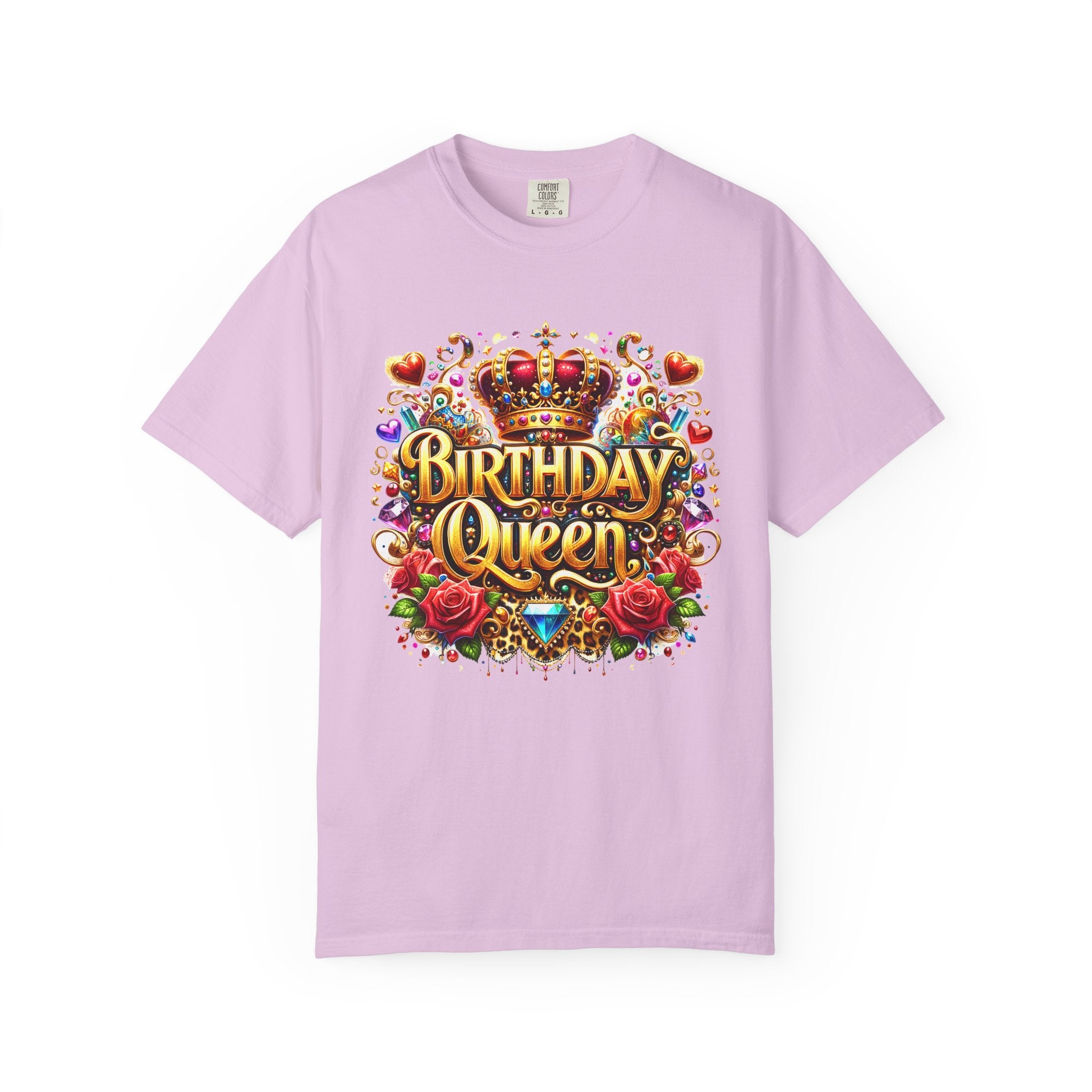 Birthday Queen T-Shirt | Crown, Roses, Colorful Confetti