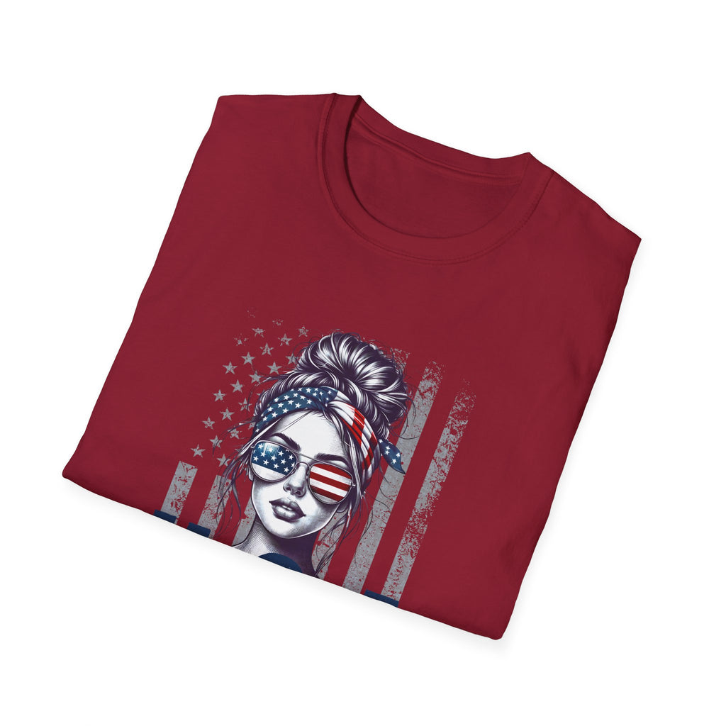 Patriotic Tee, America Shirt, July 4th Clothing, Red White Blue Top, All Gender Softstyle T-Shirt