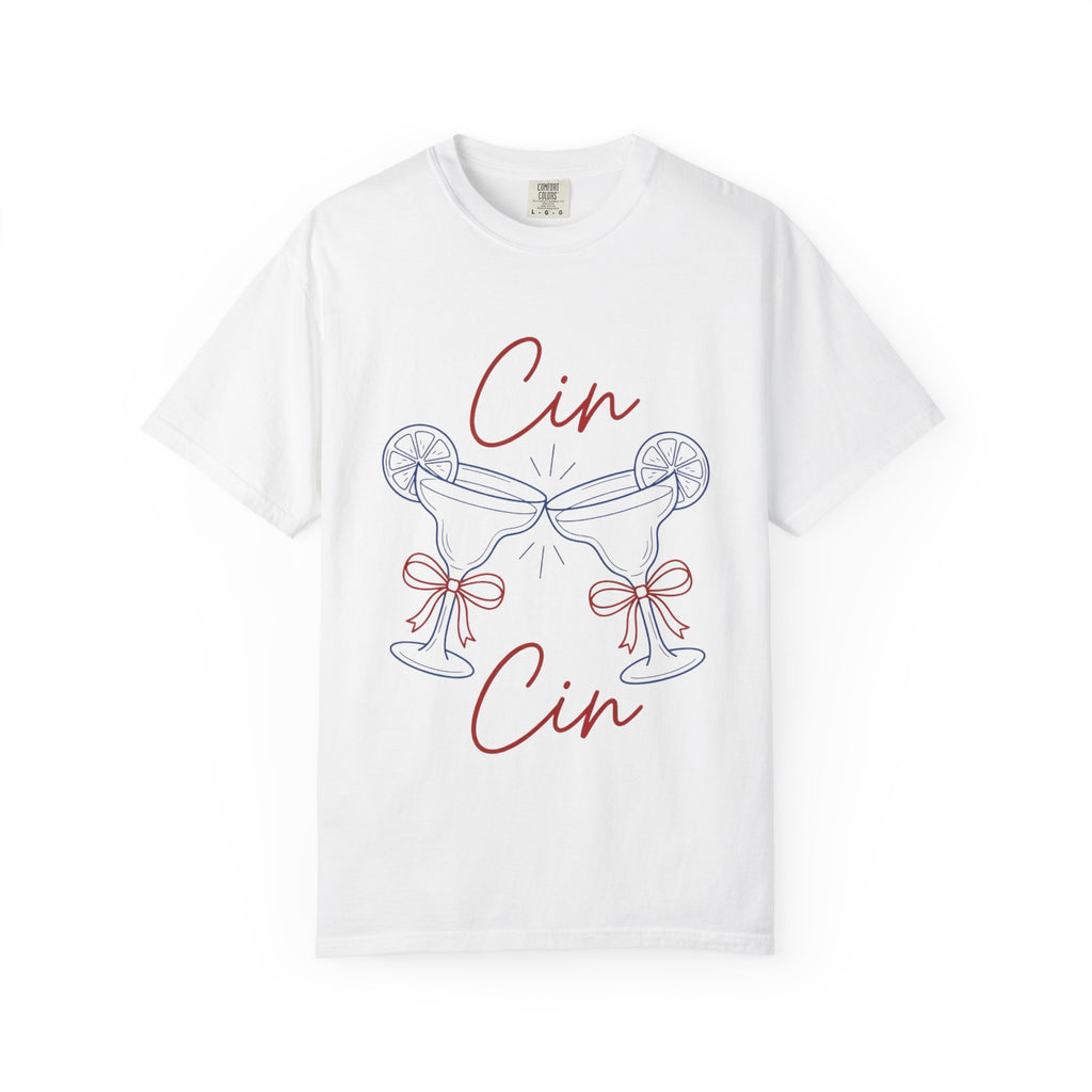 Cin Cin Cheers T-Shirt — Minimal Champagne Toast Graphic Tee