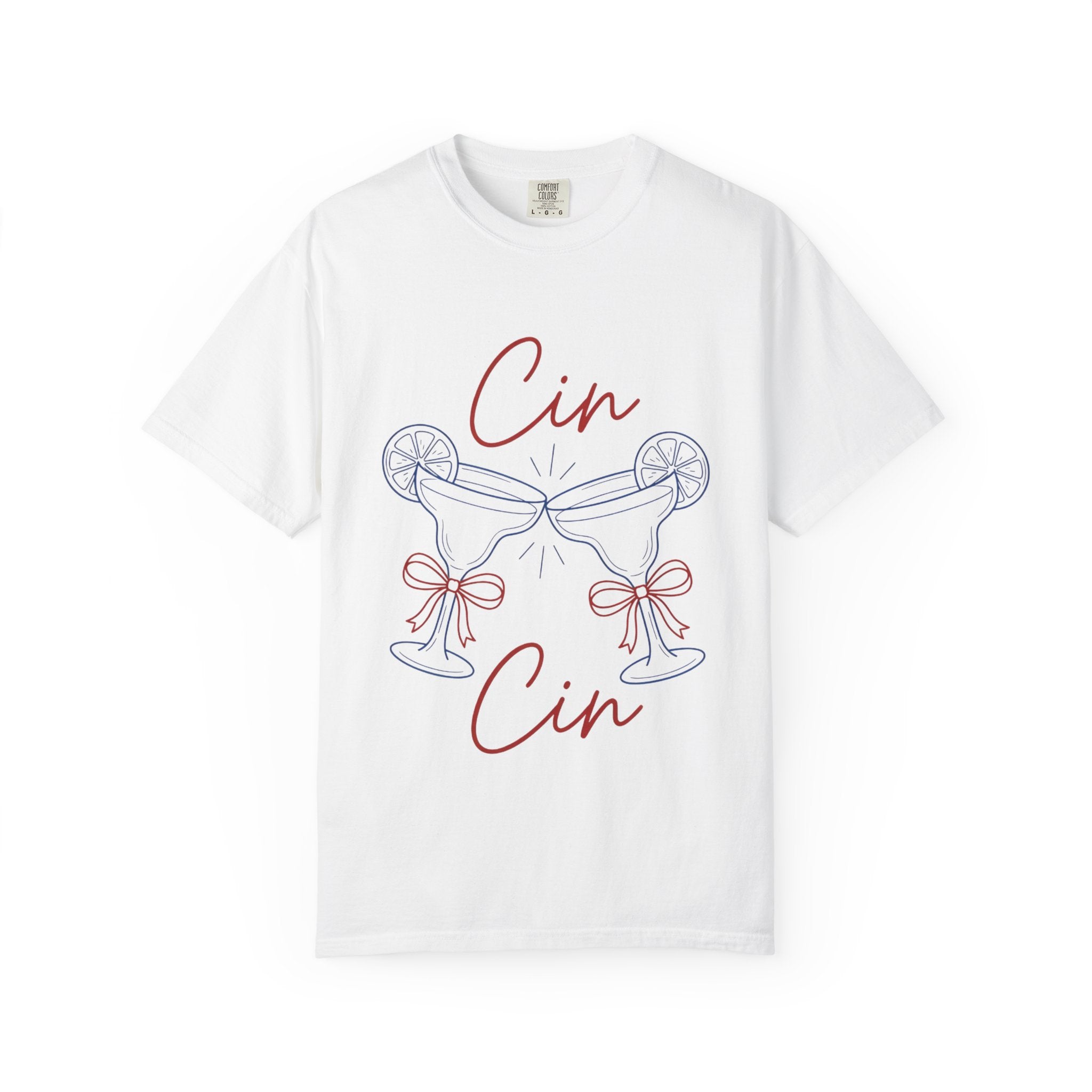 Cin Cin Cheers T-Shirt — Minimal Champagne Toast Graphic Tee