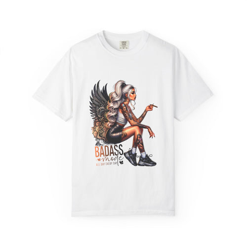 Badass Girl Garment-Dyed T-shirt, Rebel Chick Tee, Edgy Feminist Top, Cool Girl Tshirt, Unisex Graphic Shirt, Unique Streetwear Style