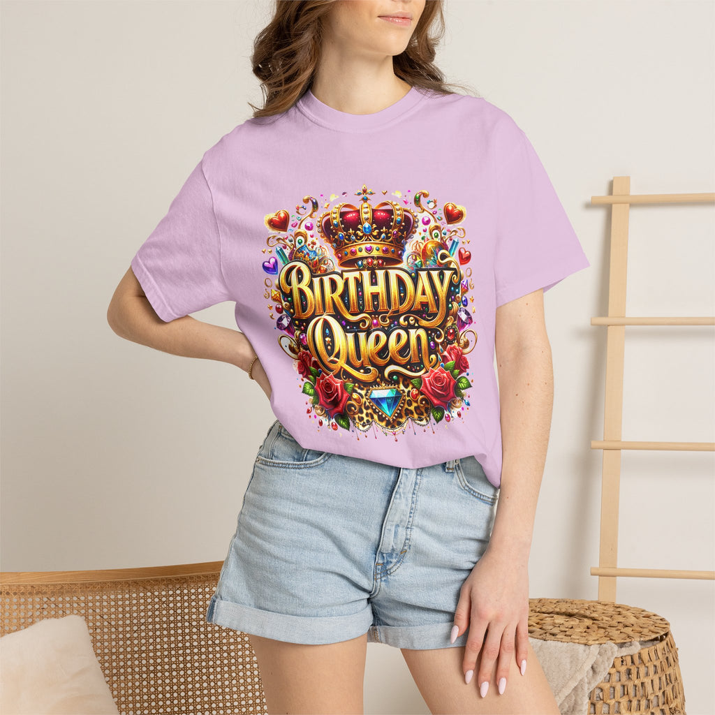 Birthday Queen T-Shirt | Crown, Roses, Colorful Confetti