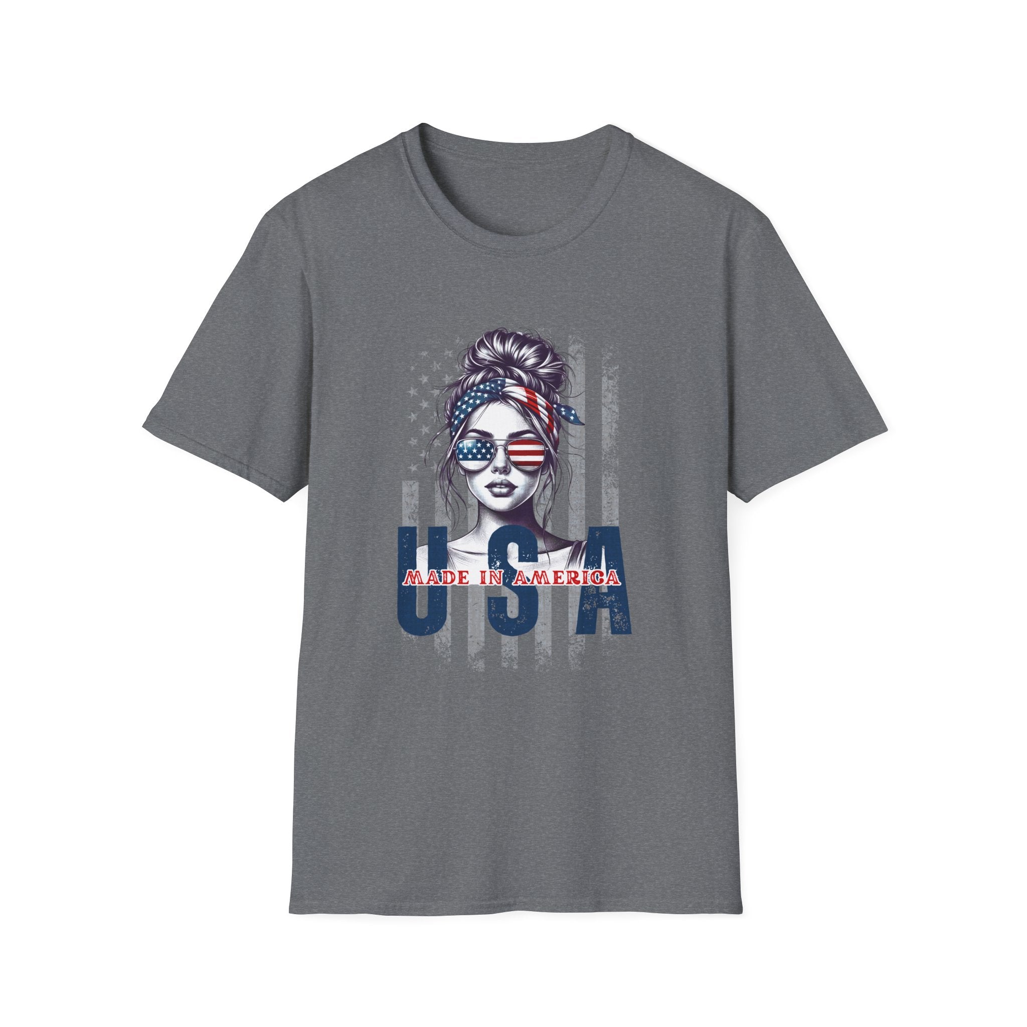 Patriotic Tee, America Shirt, July 4th Clothing, Red White Blue Top, All Gender Softstyle T-Shirt