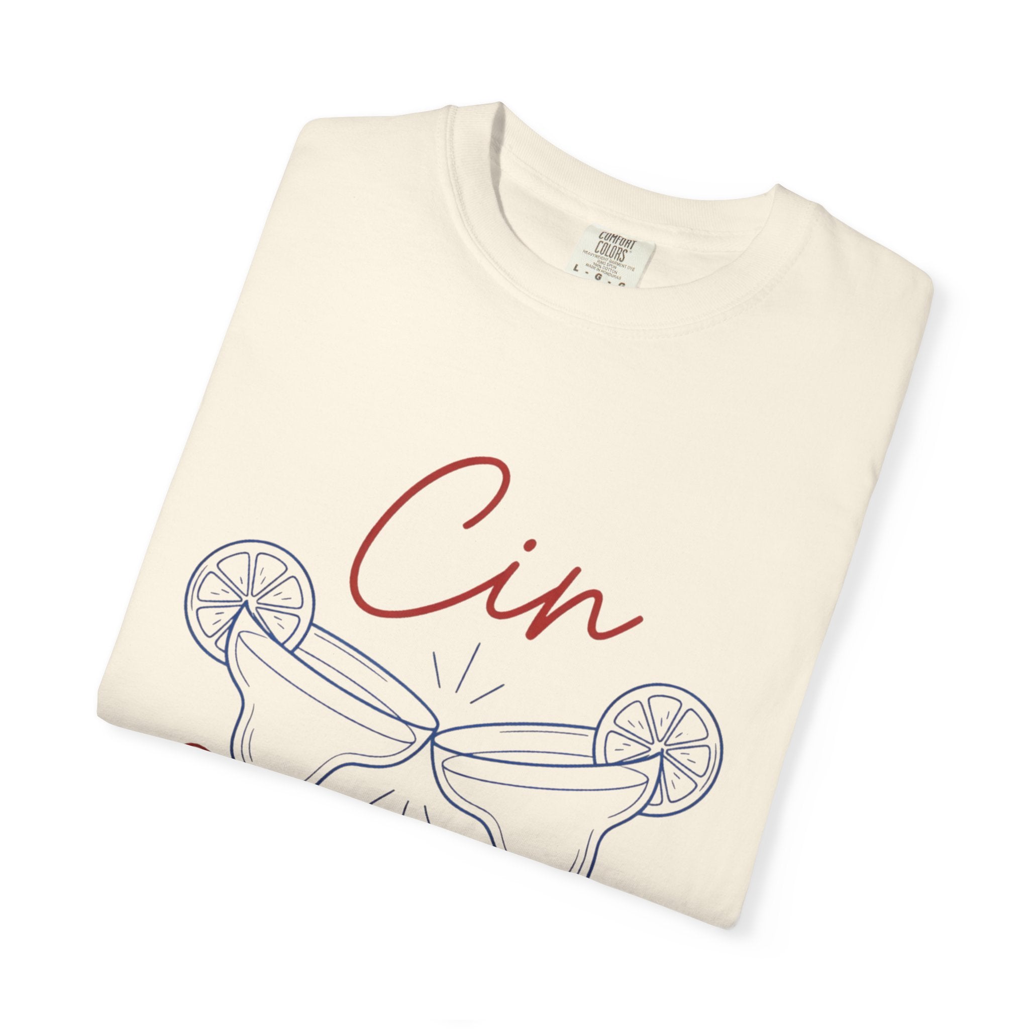Cin Cin Cheers T-Shirt — Minimal Champagne Toast Graphic Tee