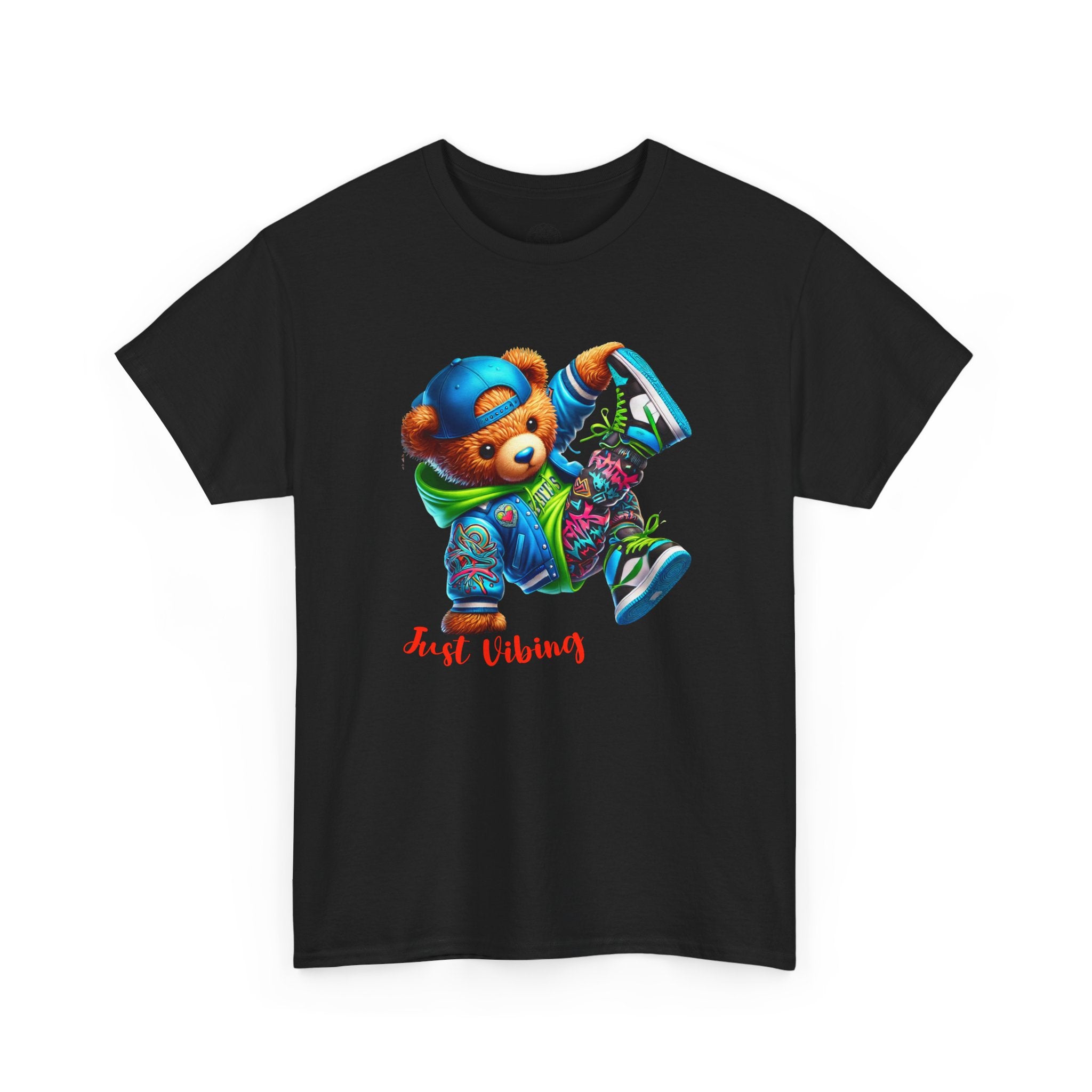 Vibrant Bear Graphic Tee, Unisex Heavy Cotton T-Shirt, Streetwear, Hip Hop Style, Gift for Teens, Trendy Graphic Shirt