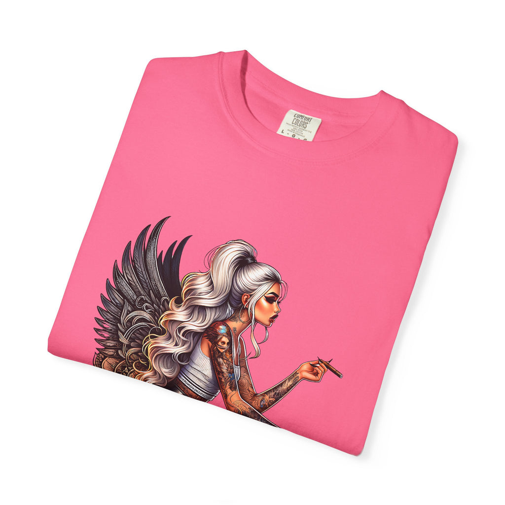 Badass Girl Garment-Dyed T-shirt, Rebel Chick Tee, Edgy Feminist Top, Cool Girl Tshirt, Unisex Graphic Shirt, Unique Streetwear Style