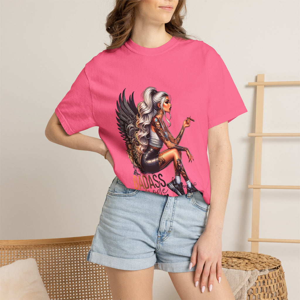 Badass Girl Garment-Dyed T-shirt, Rebel Chick Tee, Edgy Feminist Top, Cool Girl Tshirt, Unisex Graphic Shirt, Unique Streetwear Style