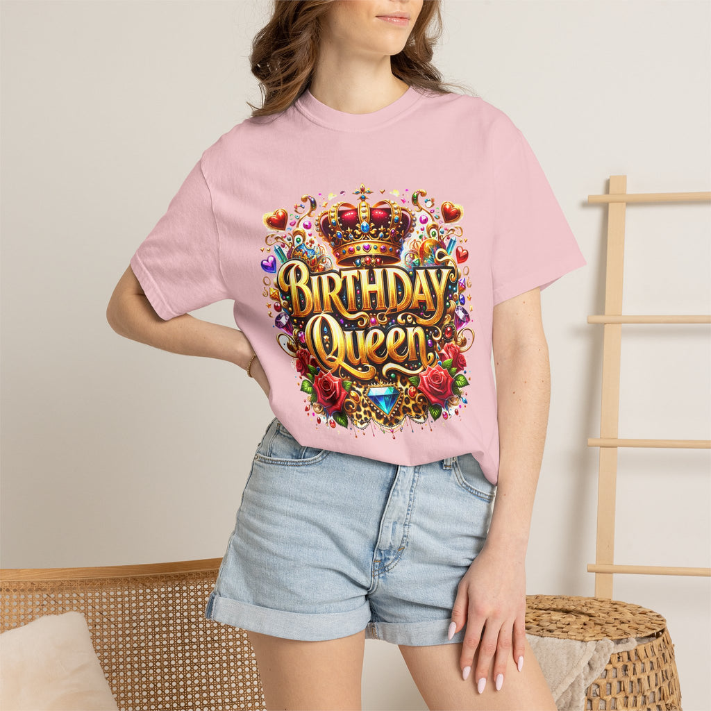 Birthday Queen T-Shirt | Crown, Roses, Colorful Confetti