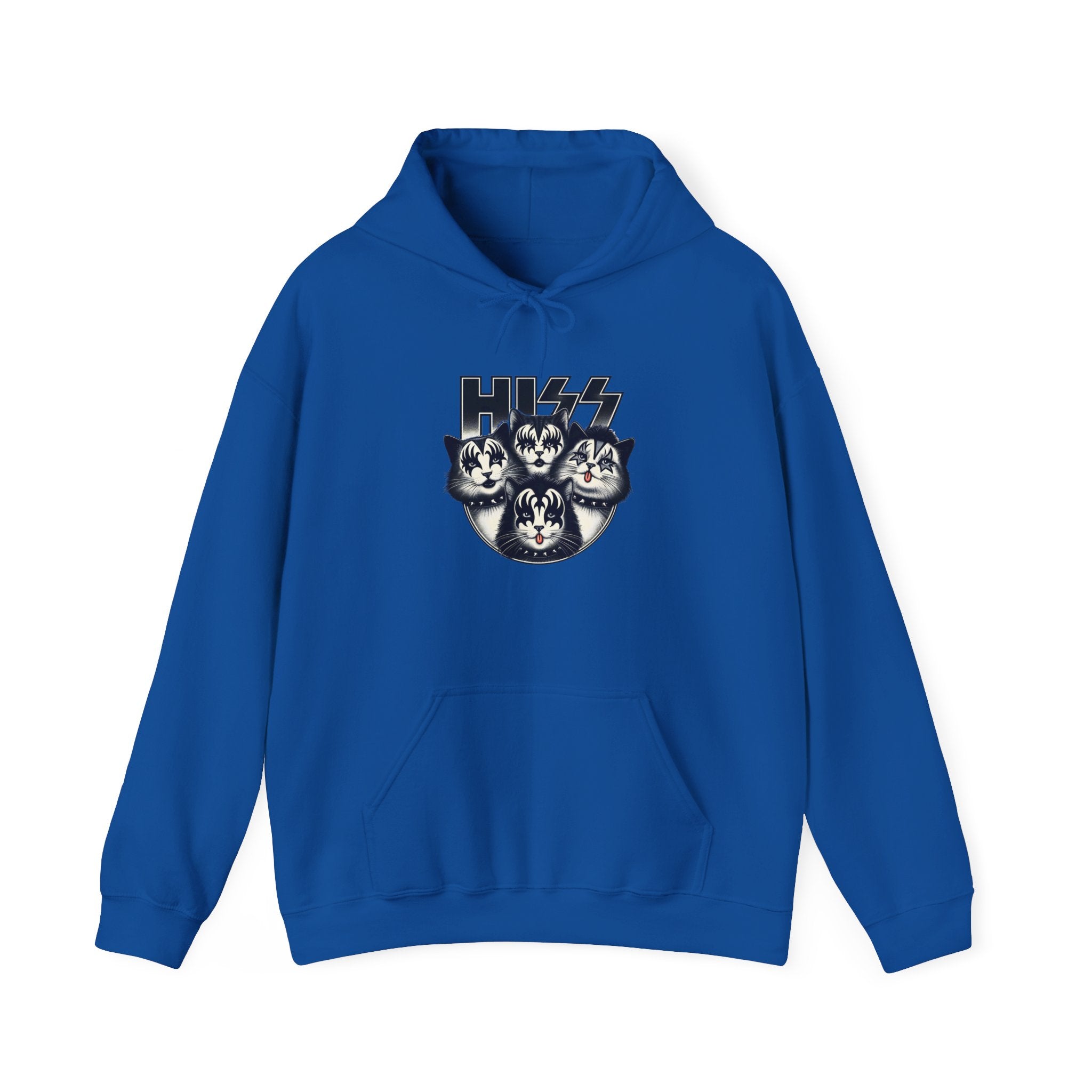 Cat Faces Kiss Music Band Hoodie Sweatshirt - Unisex Pullover, Cat Mom/Dad Gift, Rocker Pet Owner, Graphic Jacket, Cat Lover Apparel, Feline