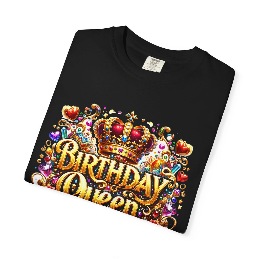 Birthday Queen T-Shirt | Crown, Roses, Colorful Confetti