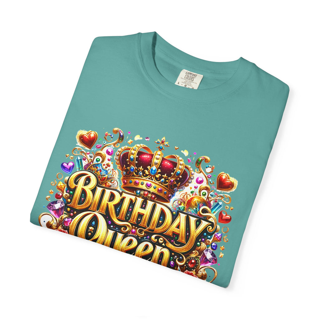 Birthday Queen T-Shirt | Crown, Roses, Colorful Confetti