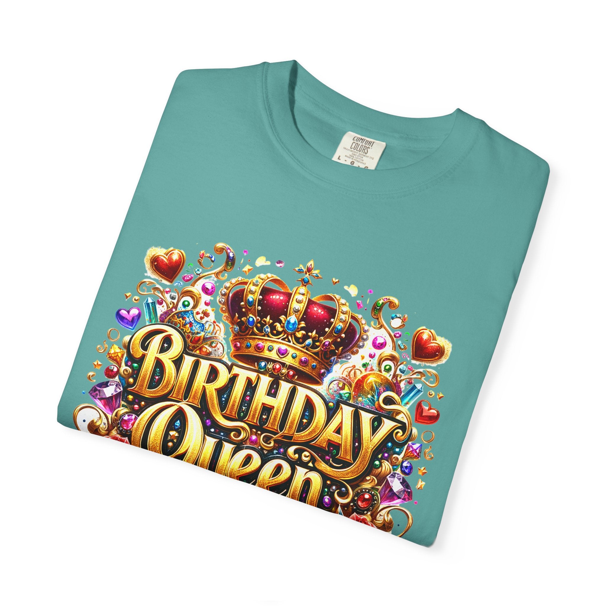 Birthday Queen T-Shirt | Crown, Roses, Colorful Confetti