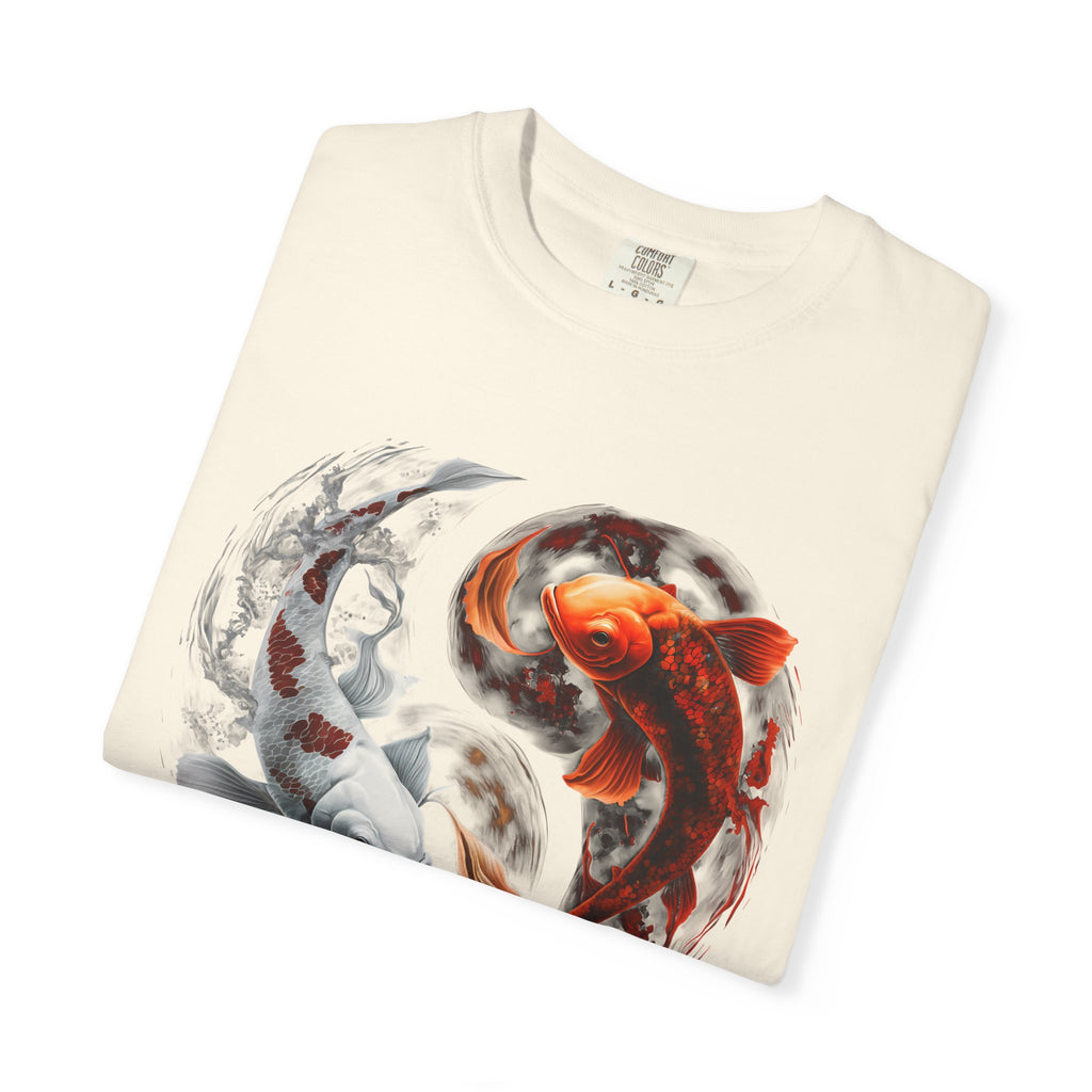 Koi Yin Yang T-Shirt — Red & White Koi Fish Graphic Tee