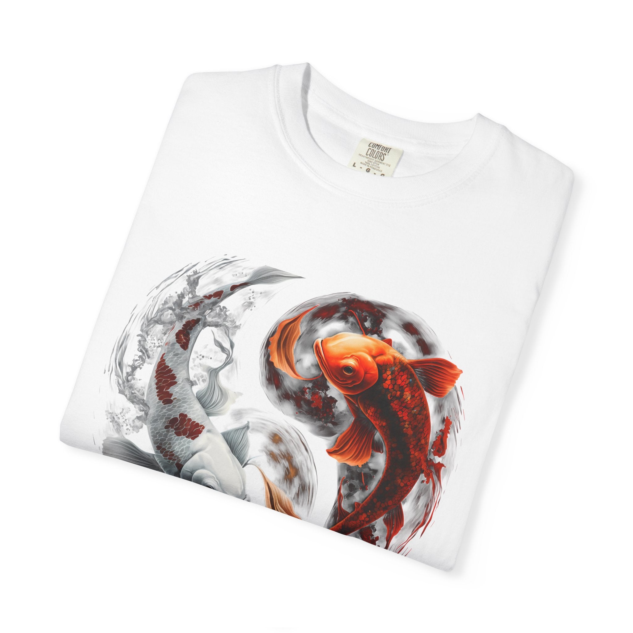 Koi Yin Yang T-Shirt — Red & White Koi Fish Graphic Tee