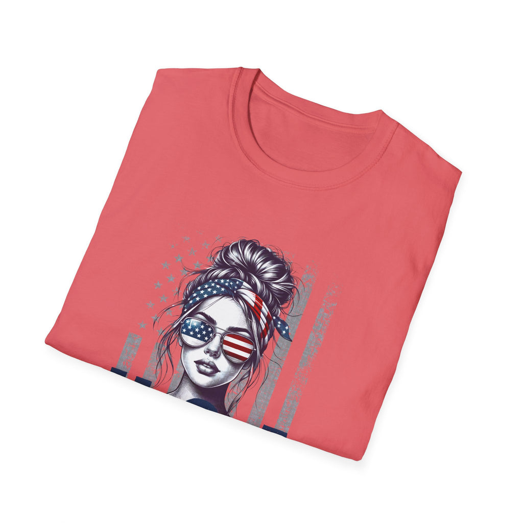 Patriotic Tee, America Shirt, July 4th Clothing, Red White Blue Top, All Gender Softstyle T-Shirt