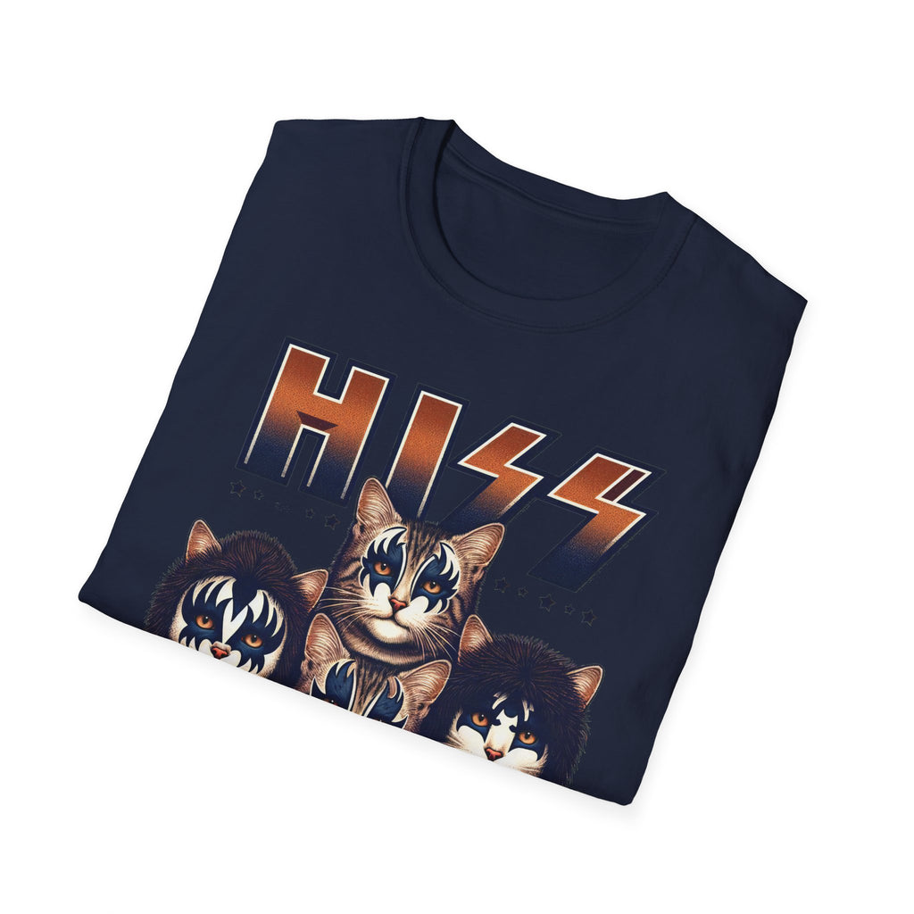 HISS Unisex Softstyle T-Shirt  Cat Faces Inspired by KISS Band Rock Tee, Alternative Rocker Clothing, Cute Kitty Graphic Tee