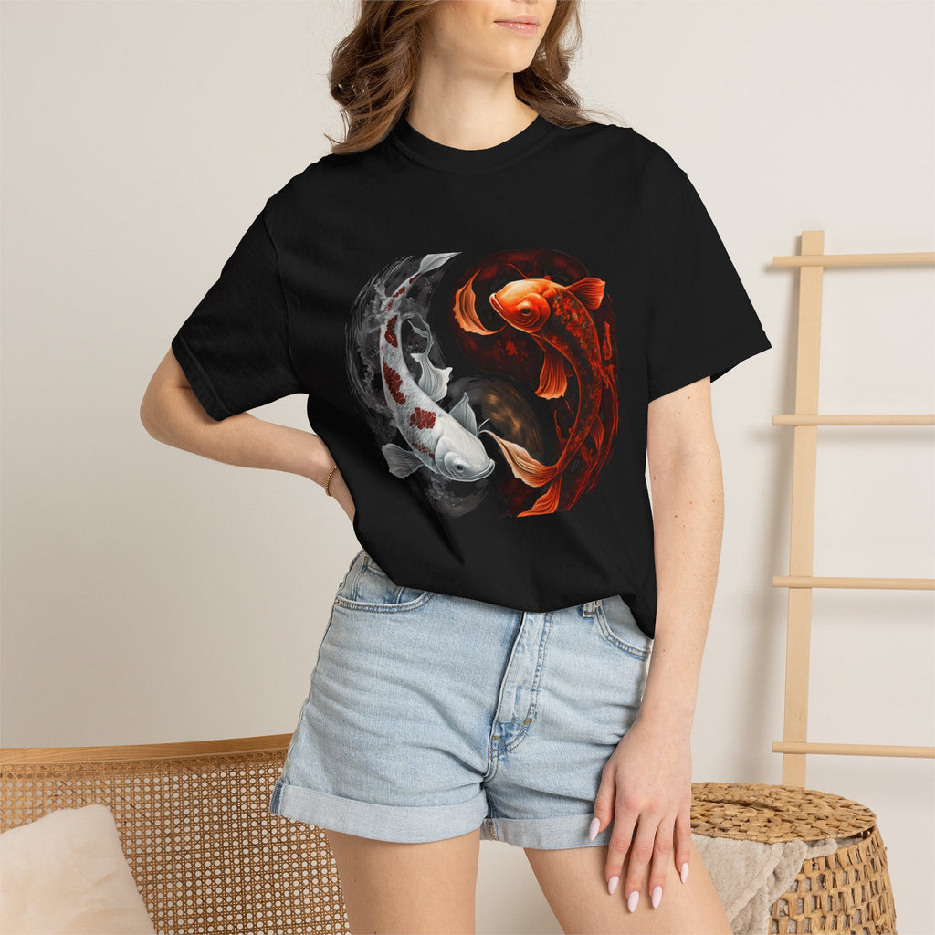 Koi Yin Yang T-Shirt — Red & White Koi Fish Graphic Tee