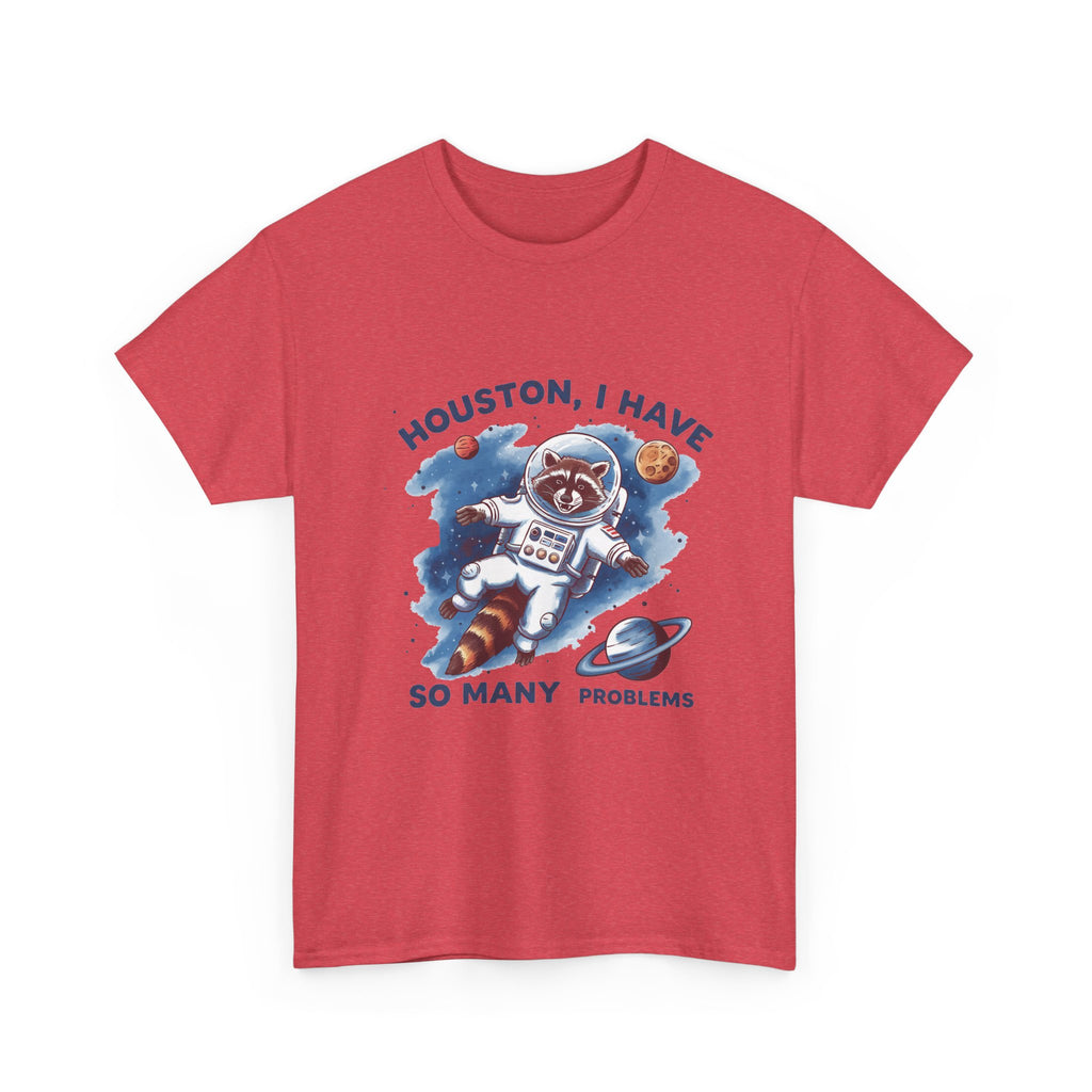 Graphic Raccoon Space Unisex Tee, Funny Huston I Have So Many Problems T-Shirt, Novelty Animal Astronaut Shirt, Galaxy Cotton Top, Gift for