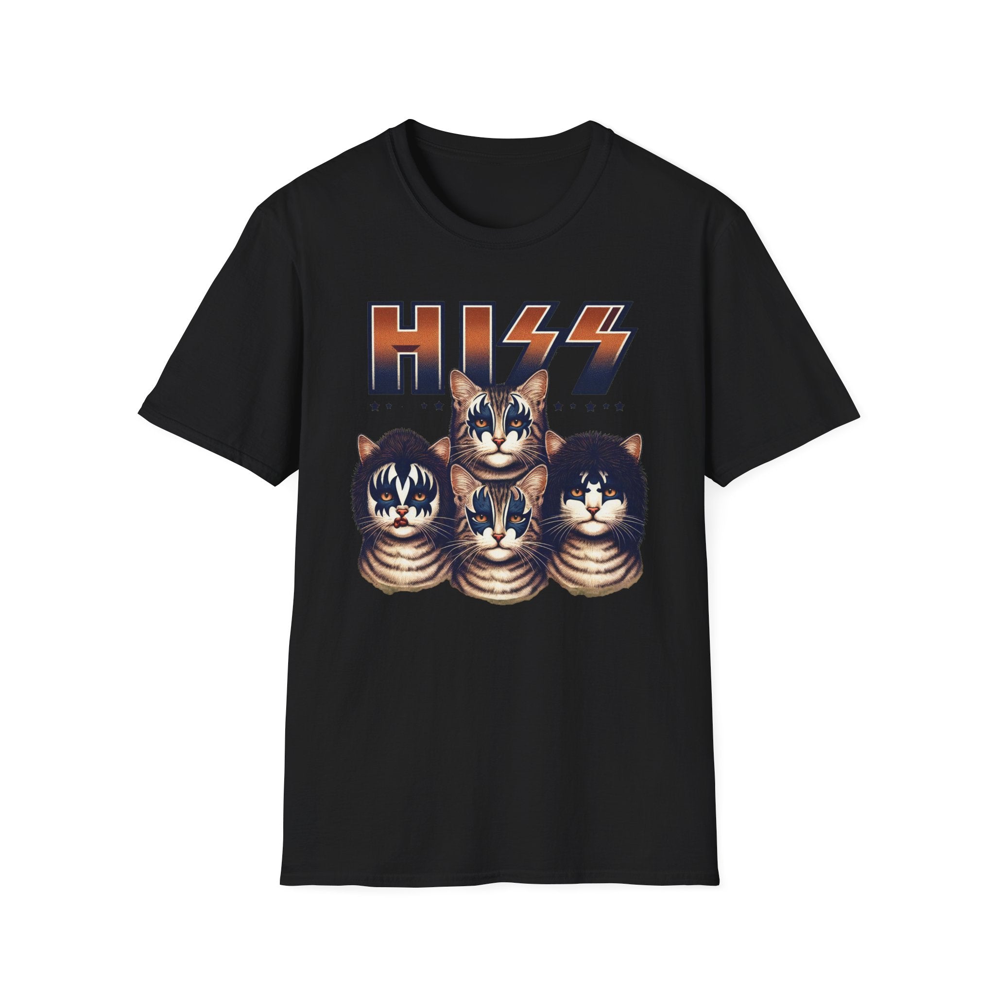 HISS Unisex Softstyle T-Shirt  Cat Faces Inspired by KISS Band Rock Tee, Alternative Rocker Clothing, Cute Kitty Graphic Tee