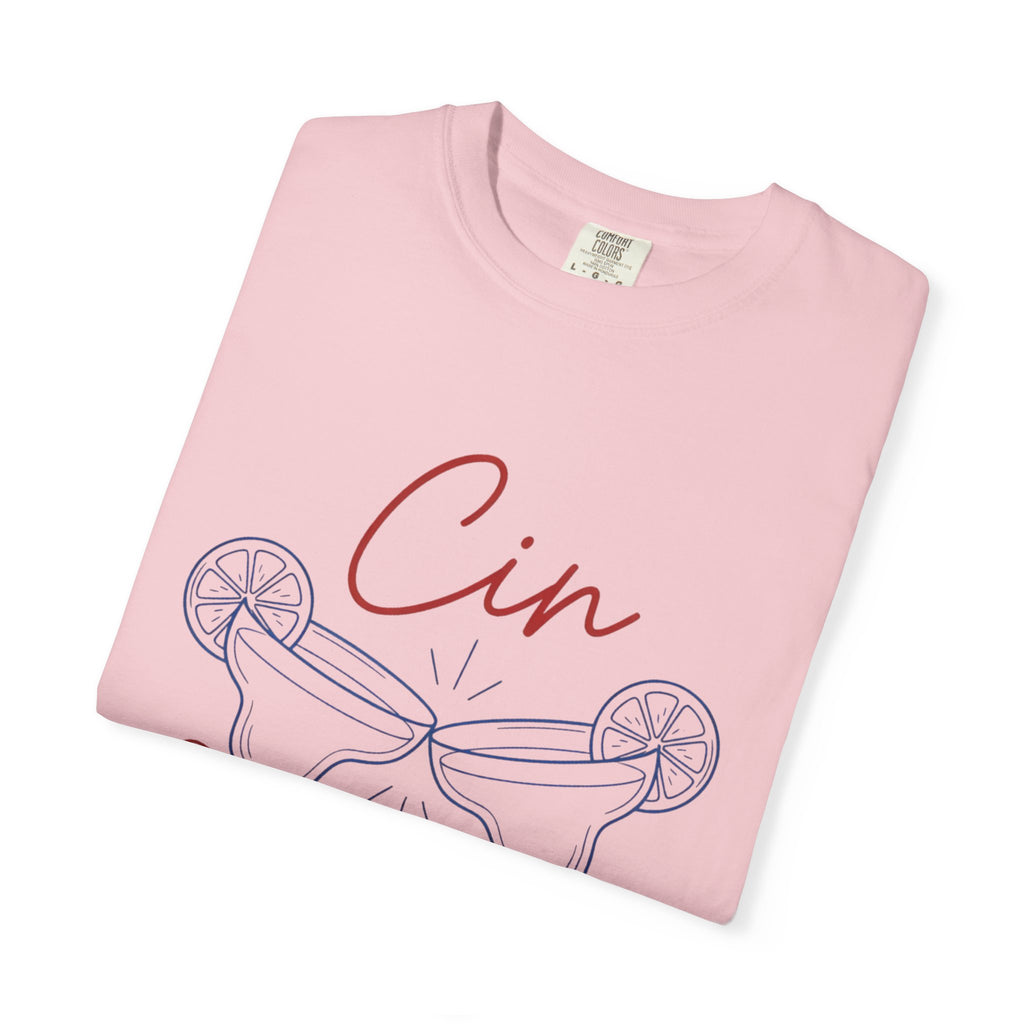 Cin Cin Cheers T-Shirt — Minimal Champagne Toast Graphic Tee