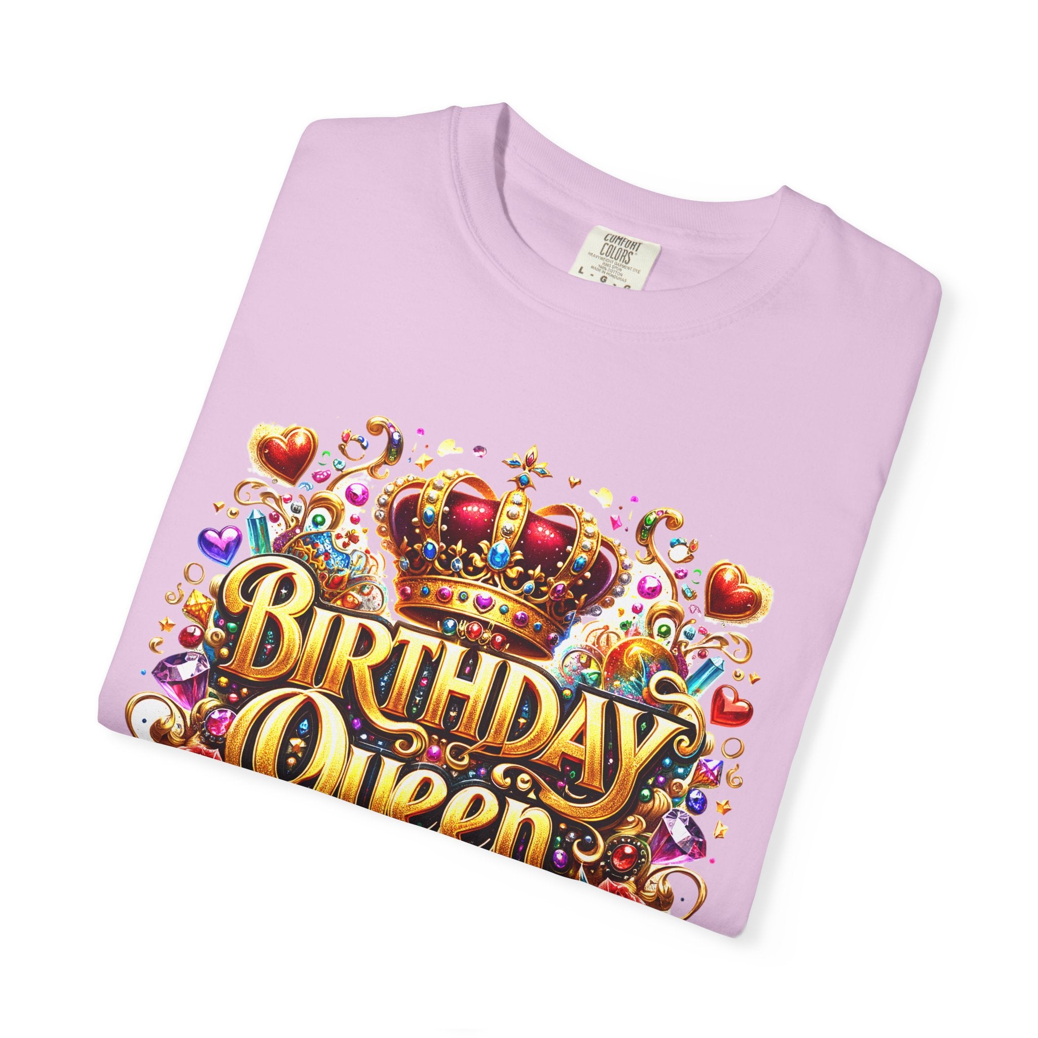 Birthday Queen T-Shirt | Crown, Roses, Colorful Confetti